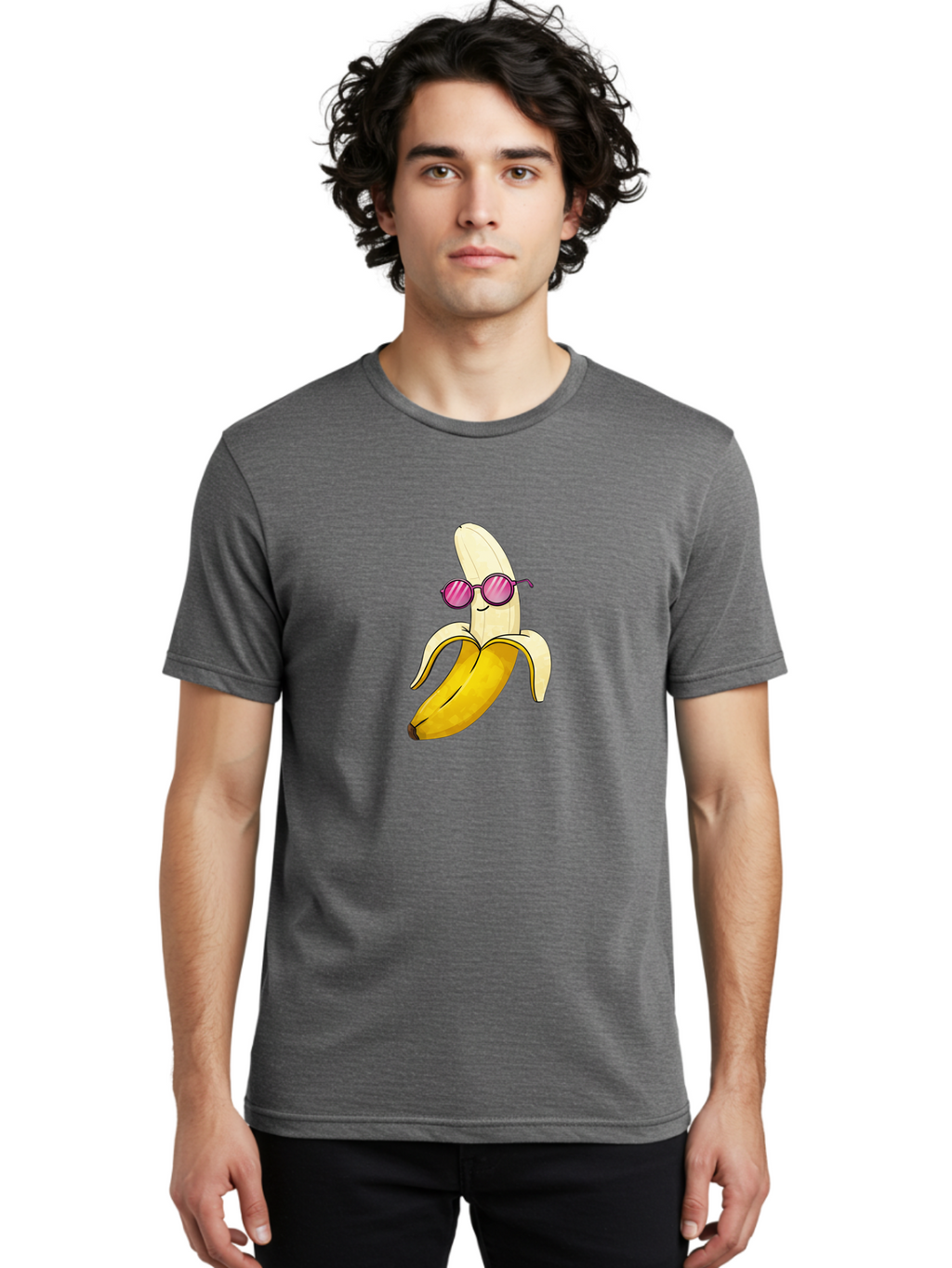 Banana-With-Sunglasses-2 Men'S Graphic Tee, 100% Cotton, Comfortable Casual Summer Wear, Machine Washable, Vintage Camera, Old Camera, Antique Camera, Black Camera, Classic Photography, Photography Equipment, Nostalgic Device, Film Camera, Bak032