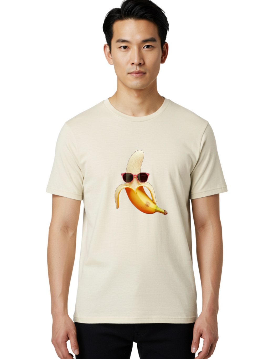 Banana-With-Sunglasses Men'S Graphic Tee, 100% Cotton, Comfortable Casual Summer Wear, Machine Washable, Vintage Camera, Old Camera, Antique Camera, Black Camera, Classic Photography, Photography Equipment, Nostalgic Device, Film Camera, Bak033