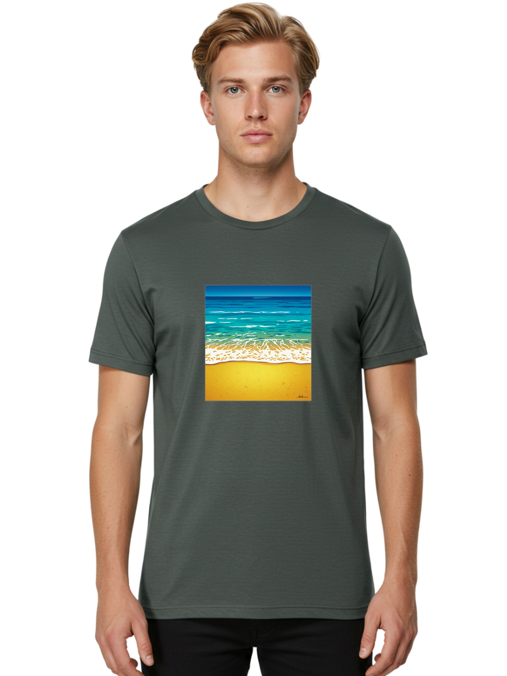 Beach-Scene Men'S Graphic Tee, 100% Cotton, Comfortable Casual Summer Wear, Machine Washable, Vintage Camera, Old Camera, Antique Camera, Black Camera, Classic Photography, Photography Equipment, Nostalgic Device, Film Camera, Camera Art Bak038