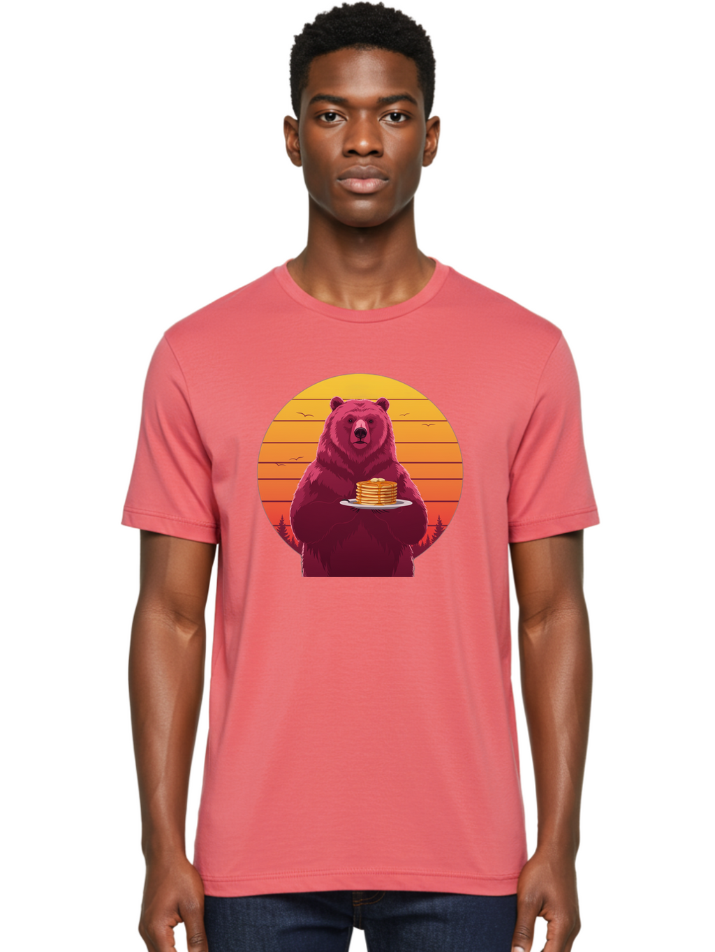Bear-Holding-Pancakes Men'S Graphic Tee, 100% Cotton, Comfortable Casual Summer Wear, Machine Washable, Vintage Camera, Old Camera, Antique Camera, Black Camera, Classic Photography, Photography Equipment, Nostalgic Device, Film Camera, Bak041