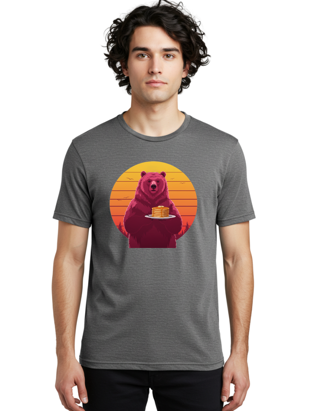 Bear-Holding-Pancakes Men'S Graphic Tee, 100% Cotton, Comfortable Casual Summer Wear, Machine Washable, Vintage Camera, Old Camera, Antique Camera, Black Camera, Classic Photography, Photography Equipment, Nostalgic Device, Film Camera, Bak041
