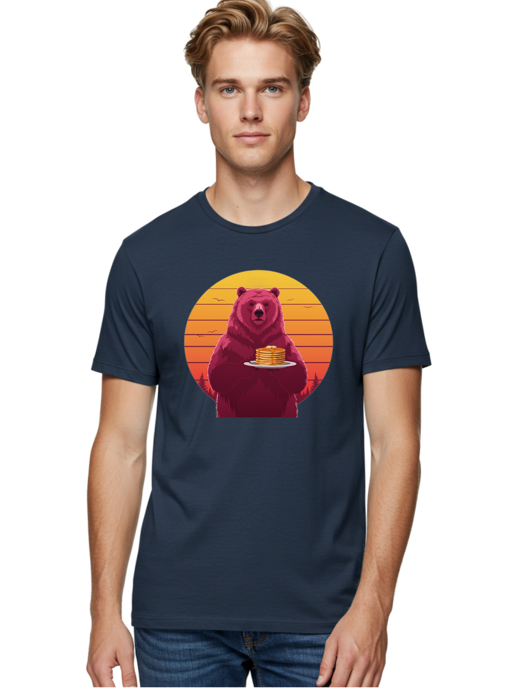 Bear-Holding-Pancakes Men'S Graphic Tee, 100% Cotton, Comfortable Casual Summer Wear, Machine Washable, Vintage Camera, Old Camera, Antique Camera, Black Camera, Classic Photography, Photography Equipment, Nostalgic Device, Film Camera, Bak041