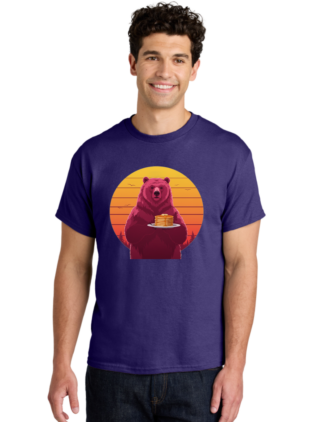 Bear-Holding-Pancakes Men'S Graphic Tee, 100% Cotton, Comfortable Casual Summer Wear, Machine Washable, Vintage Camera, Old Camera, Antique Camera, Black Camera, Classic Photography, Photography Equipment, Nostalgic Device, Film Camera, Bak041