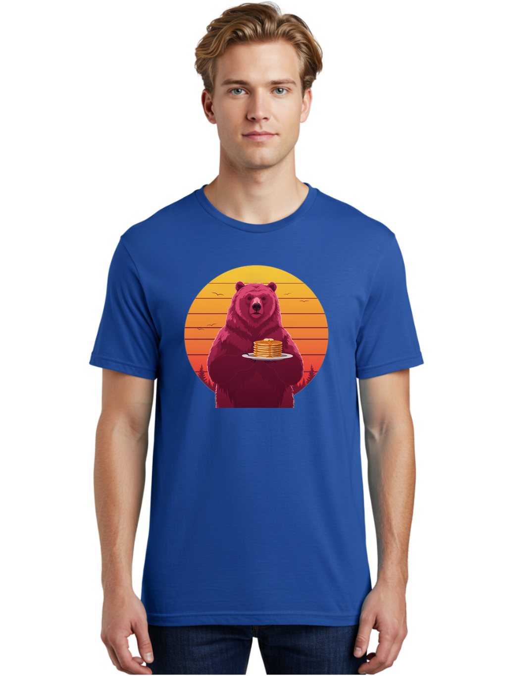Bear-Holding-Pancakes Men'S Graphic Tee, 100% Cotton, Comfortable Casual Summer Wear, Machine Washable, Vintage Camera, Old Camera, Antique Camera, Black Camera, Classic Photography, Photography Equipment, Nostalgic Device, Film Camera, Bak041
