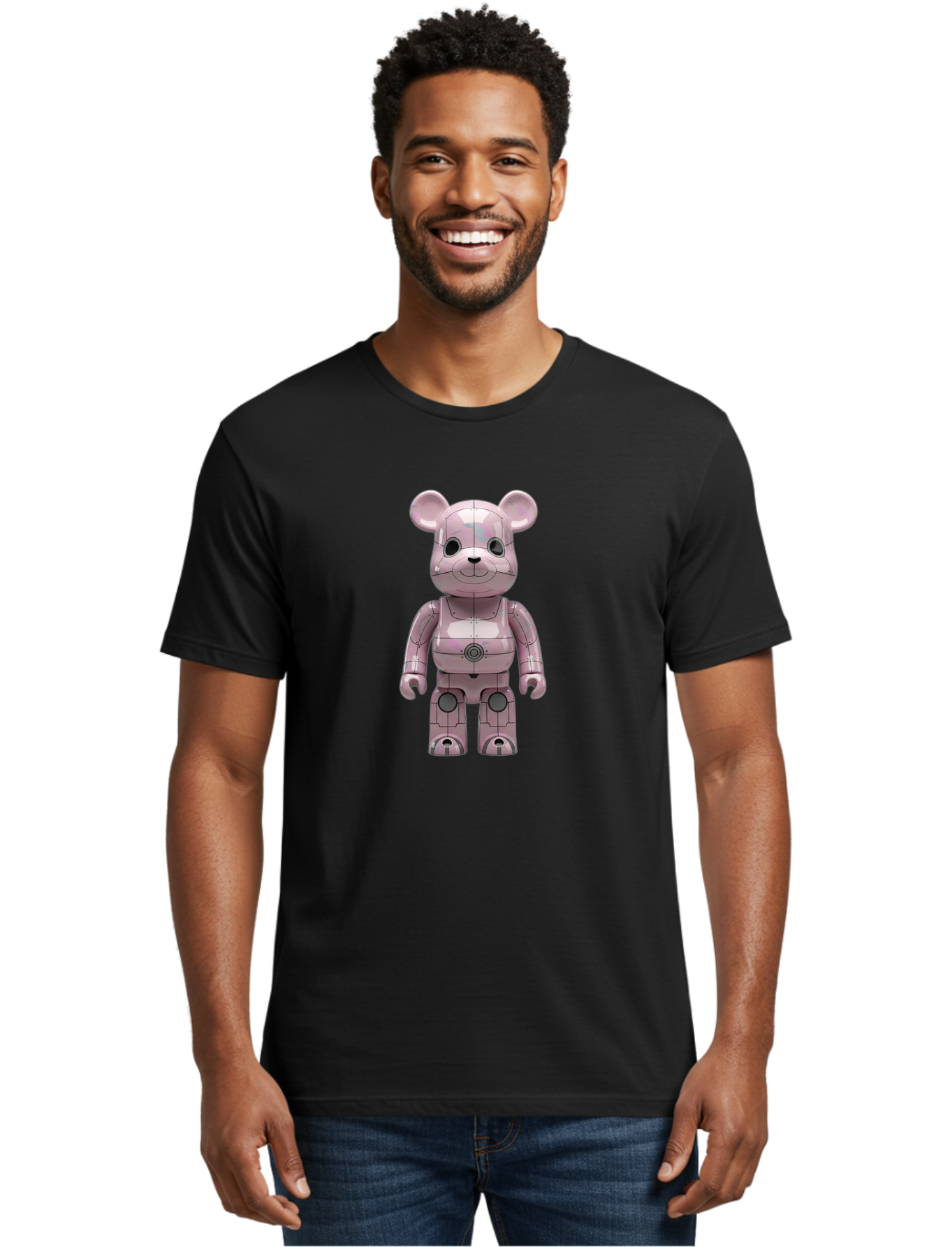 Bearbrick-1 Men'S Graphic Tee, 100% Cotton, Comfortable Casual Summer Wear, Machine Washable, Vintage Camera, Old Camera, Antique Camera, Black Camera, Classic Photography, Photography Equipment, Nostalgic Device, Film Camera, Camera Art Bak043