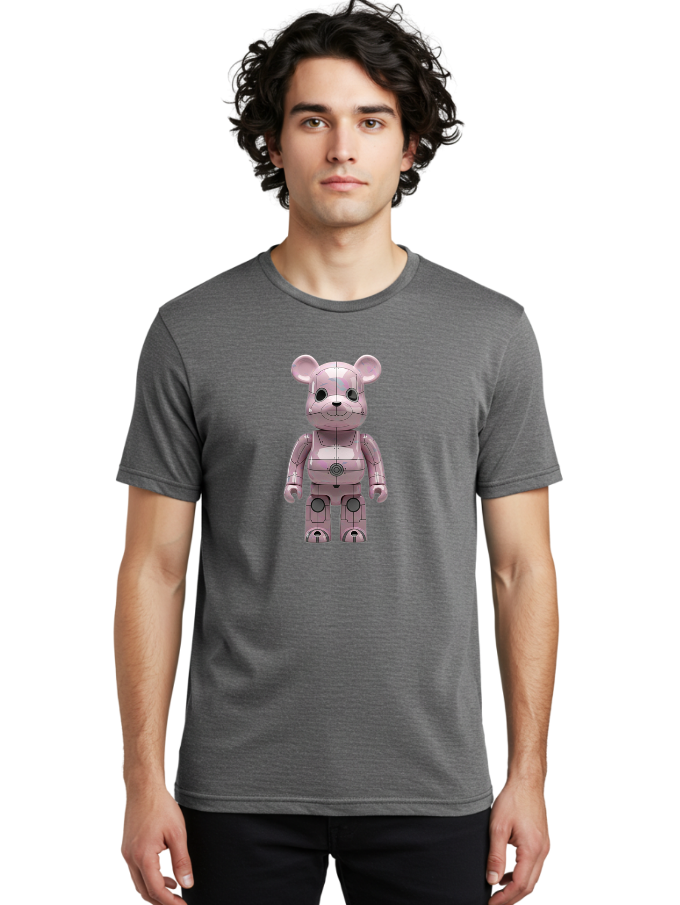Bearbrick-1 Men'S Graphic Tee, 100% Cotton, Comfortable Casual Summer Wear, Machine Washable, Vintage Camera, Old Camera, Antique Camera, Black Camera, Classic Photography, Photography Equipment, Nostalgic Device, Film Camera, Camera Art Bak043