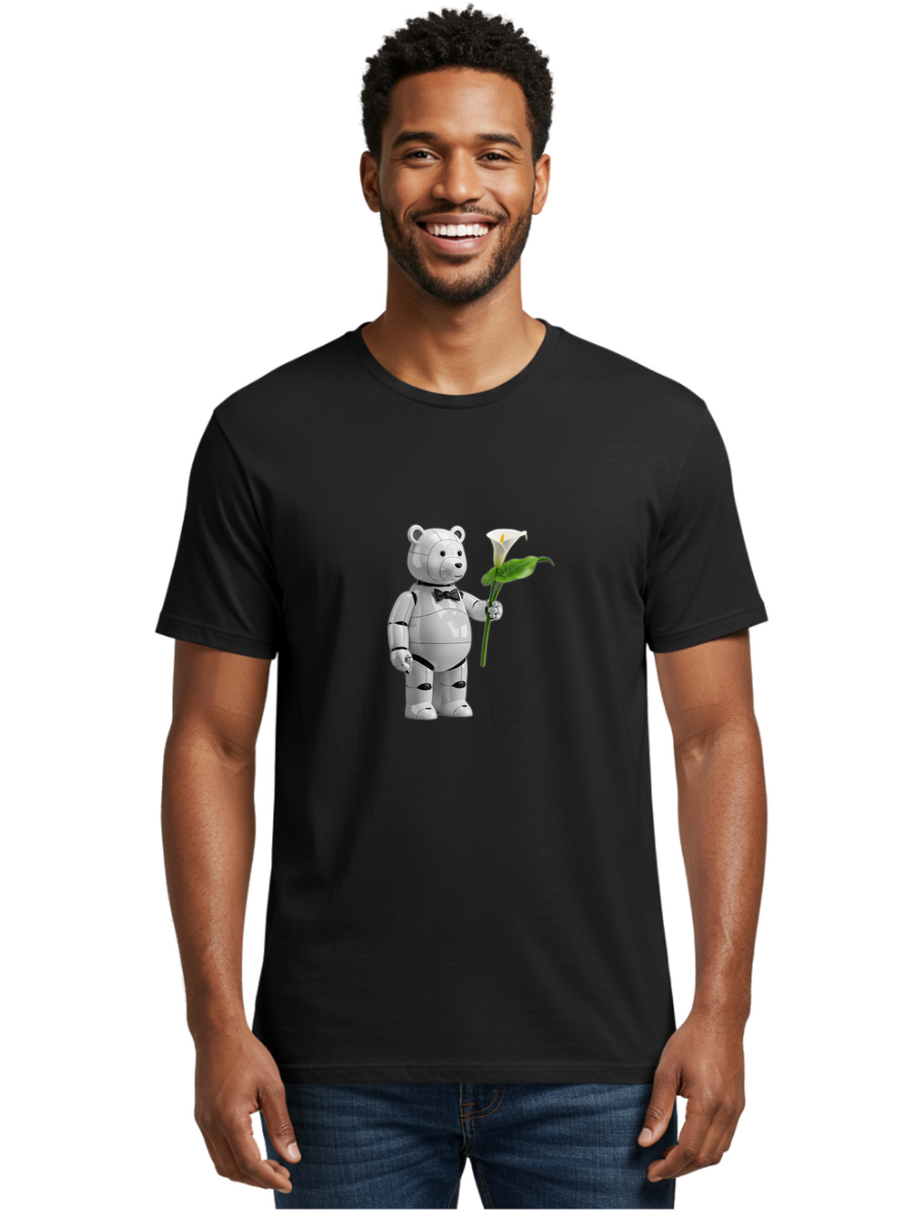 Bearbrick-Robot Men'S Graphic Tee, 100% Cotton, Comfortable Casual Summer Wear, Machine Washable, Vintage Camera, Old Camera, Antique Camera, Black Camera, Classic Photography, Photography Equipment, Nostalgic Device, Film Camera, Camera Art Bak045