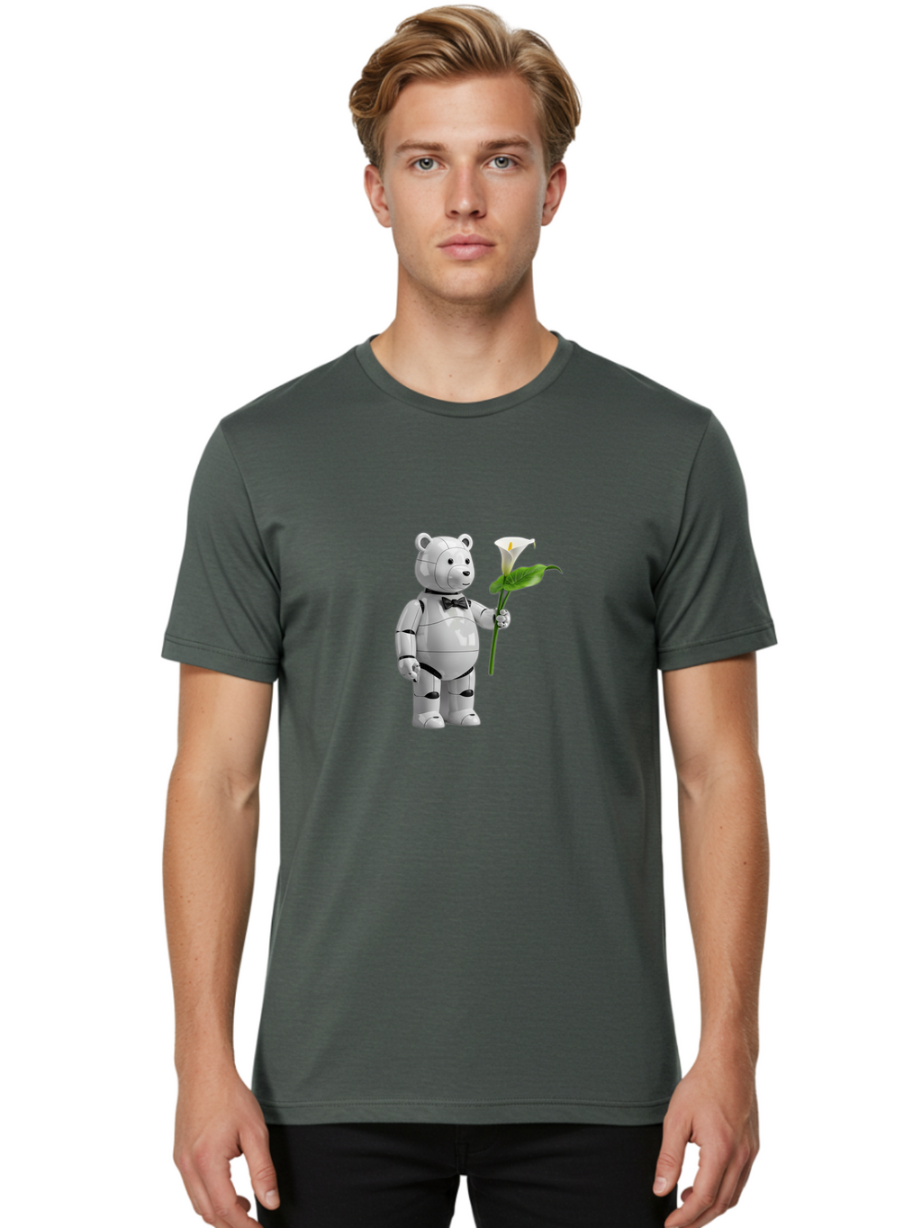 Bearbrick-Robot Men'S Graphic Tee, 100% Cotton, Comfortable Casual Summer Wear, Machine Washable, Vintage Camera, Old Camera, Antique Camera, Black Camera, Classic Photography, Photography Equipment, Nostalgic Device, Film Camera, Camera Art Bak045