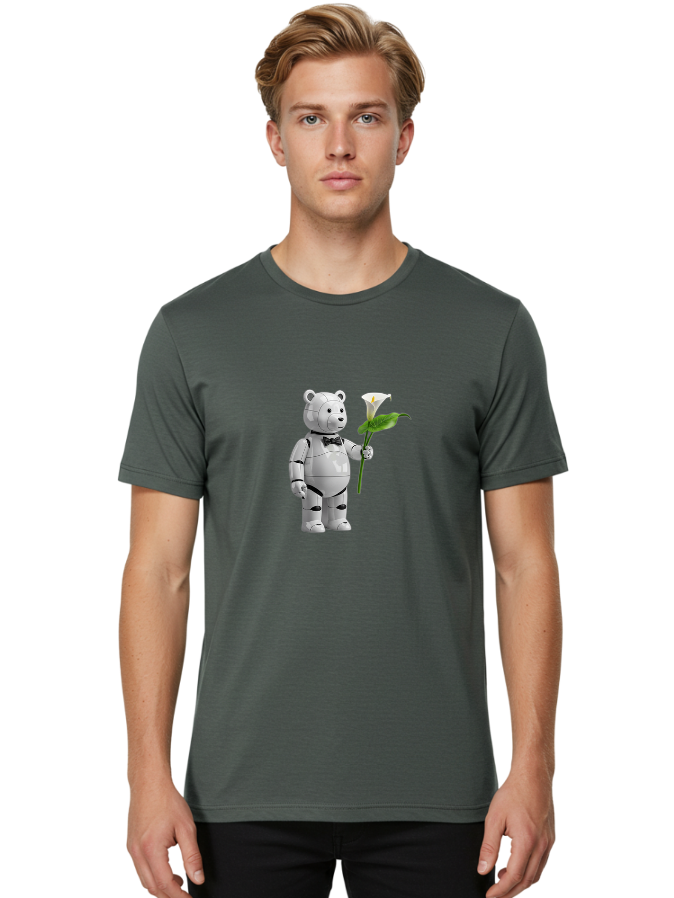 Bearbrick-Robot Men'S Graphic Tee, 100% Cotton, Comfortable Casual Summer Wear, Machine Washable, Vintage Camera, Old Camera, Antique Camera, Black Camera, Classic Photography, Photography Equipment, Nostalgic Device, Film Camera, Camera Art Bak045