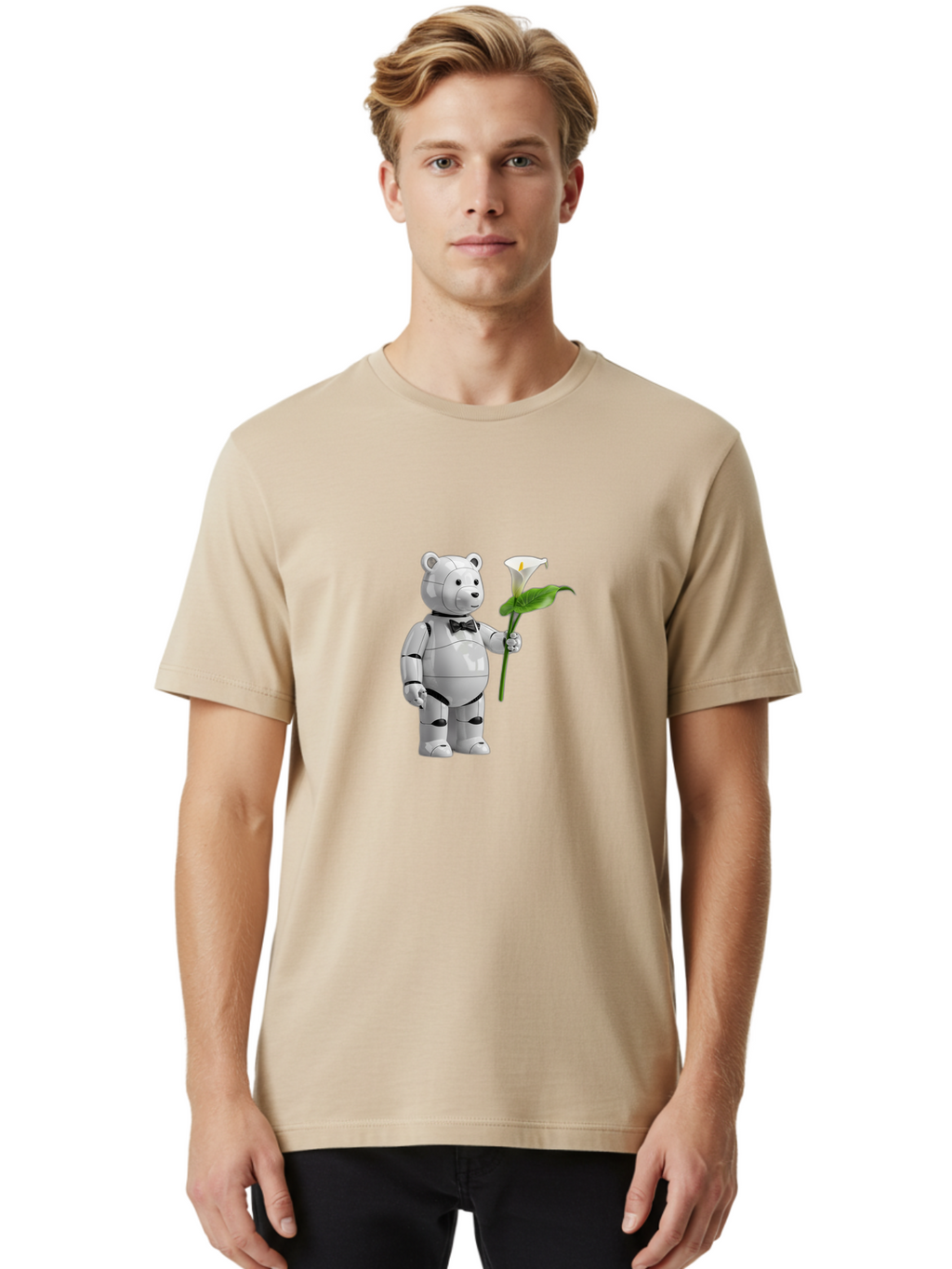 Bearbrick-Robot Men'S Graphic Tee, 100% Cotton, Comfortable Casual Summer Wear, Machine Washable, Vintage Camera, Old Camera, Antique Camera, Black Camera, Classic Photography, Photography Equipment, Nostalgic Device, Film Camera, Camera Art Bak045