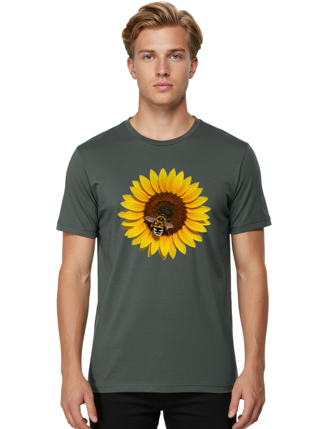 Bee-On-Sunflower Men'S Graphic Tee, 100% Cotton, Comfortable Casual Summer Wear, Machine Washable, Vintage Camera, Old Camera, Antique Camera, Black Camera, Classic Photography, Photography Equipment, Nostalgic Device, Film Camera, Camera Art Bak050