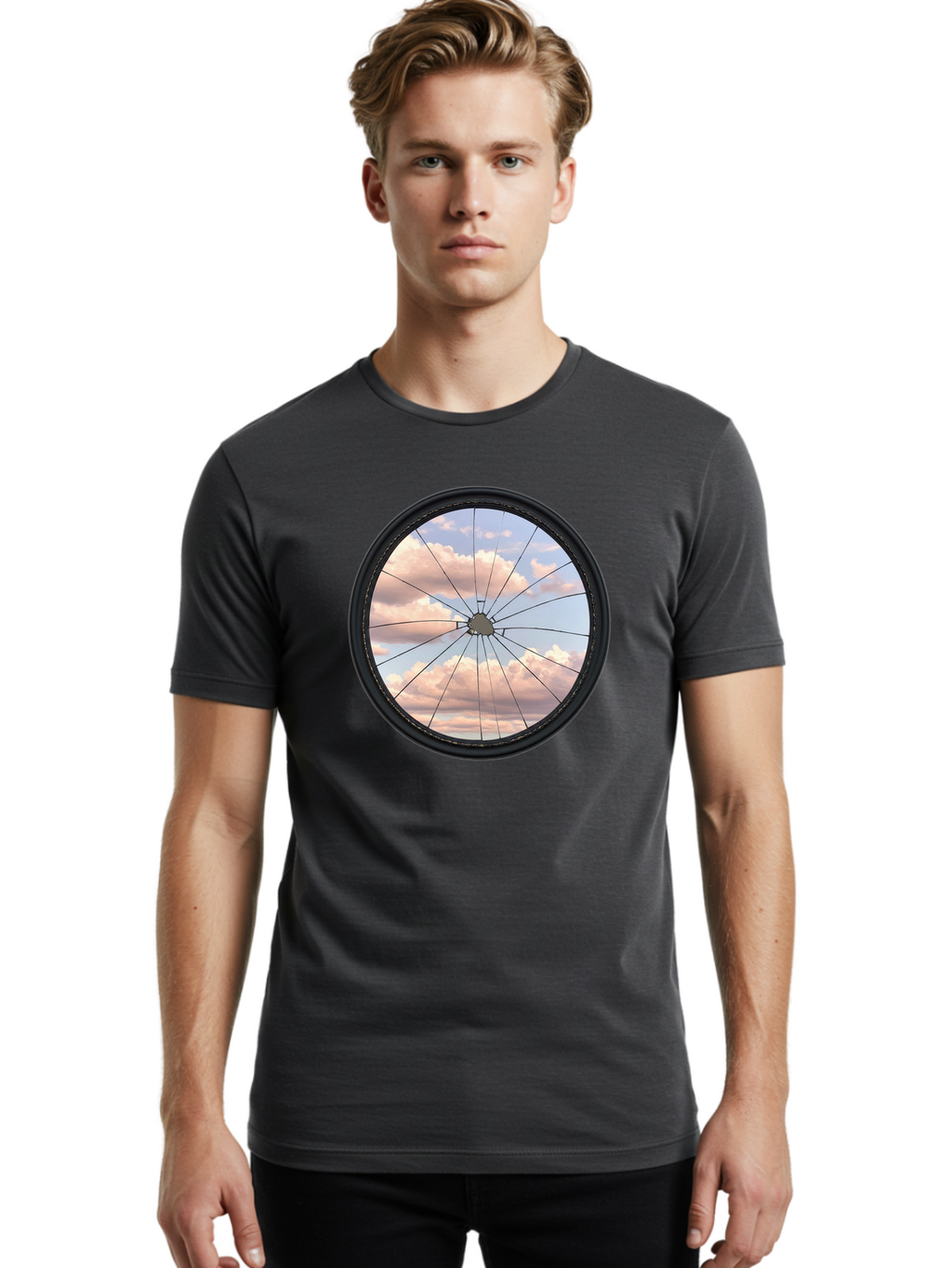 Bicycle-Wheel Men'S Graphic Tee, 100% Cotton, Comfortable Casual Summer Wear, Machine Washable, Vintage Camera, Old Camera, Antique Camera, Black Camera, Classic Photography, Photography Equipment, Nostalgic Device, Film Camera, Camera Art Bak051