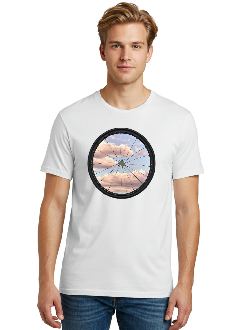 Bicycle-Wheel Men'S Graphic Tee, 100% Cotton, Comfortable Casual Summer Wear, Machine Washable, Vintage Camera, Old Camera, Antique Camera, Black Camera, Classic Photography, Photography Equipment, Nostalgic Device, Film Camera, Camera Art Bak051