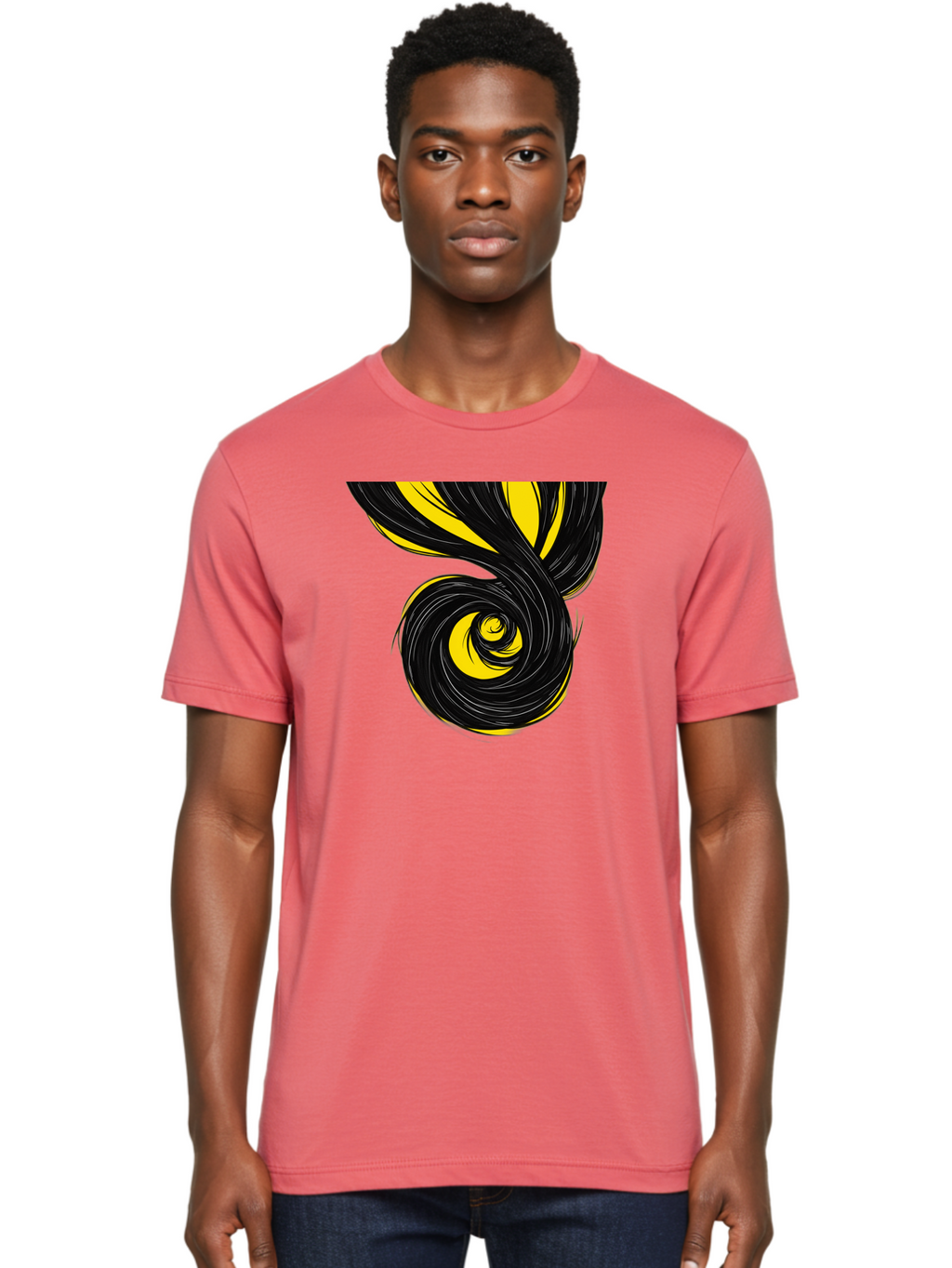 Black-And-Yellow-Swirl Men'S Graphic Tee, 100% Cotton, Comfortable Casual Summer Wear, Machine Washable, Vintage Camera, Old Camera, Antique Camera, Black Camera, Classic Photography, Photography Equipment, Nostalgic Device, Film Camera, Bak056