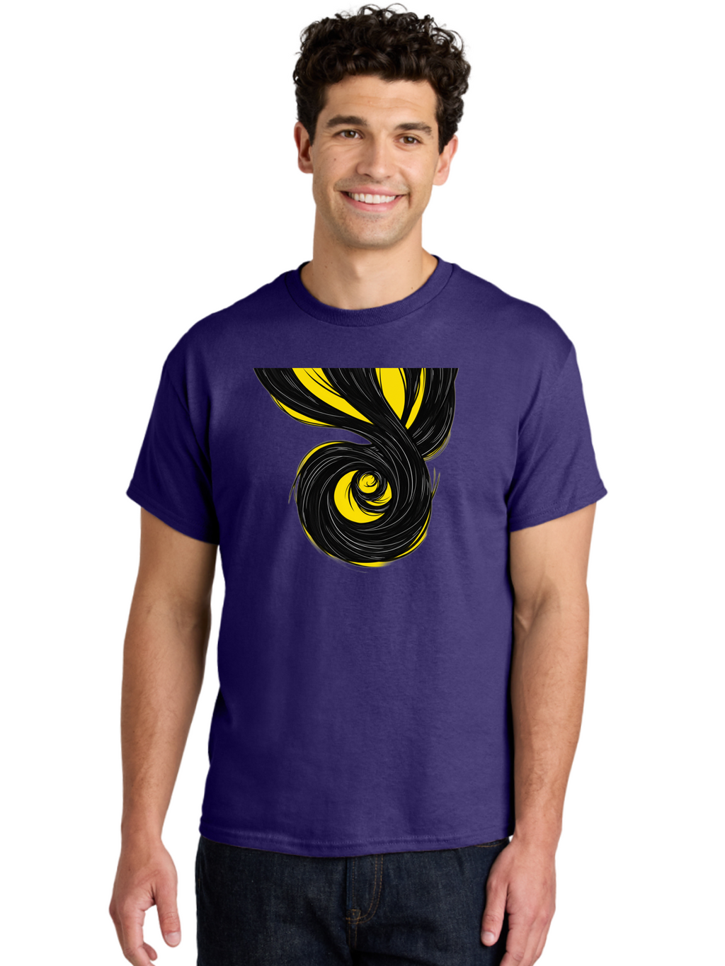 Black-And-Yellow-Swirl Men'S Graphic Tee, 100% Cotton, Comfortable Casual Summer Wear, Machine Washable, Vintage Camera, Old Camera, Antique Camera, Black Camera, Classic Photography, Photography Equipment, Nostalgic Device, Film Camera, Bak056