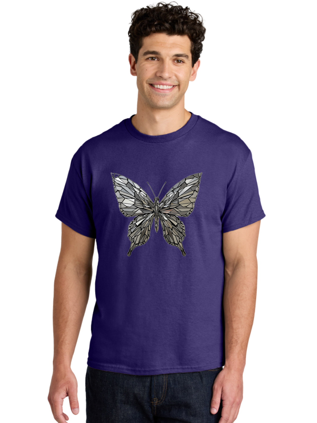 Black-Butterfly-Mosaic Men'S Graphic Tee, 100% Cotton, Comfortable Casual Summer Wear, Machine Washable, Vintage Camera, Old Camera, Antique Camera, Black Camera, Classic Photography, Photography Equipment, Nostalgic Device, Film Camera, Bak059