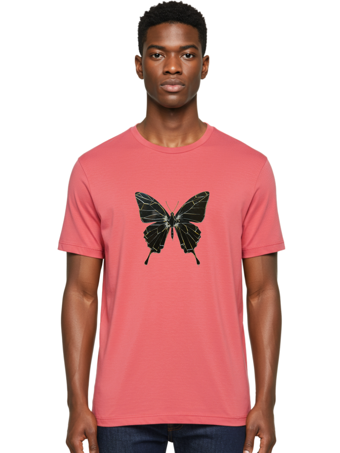 Black-Butterfly Men'S Graphic Tee, 100% Cotton, Comfortable Casual Summer Wear, Machine Washable, Vintage Camera, Old Camera, Antique Camera, Black Camera, Classic Photography, Photography Equipment, Nostalgic Device, Film Camera, Camera Art Bak060