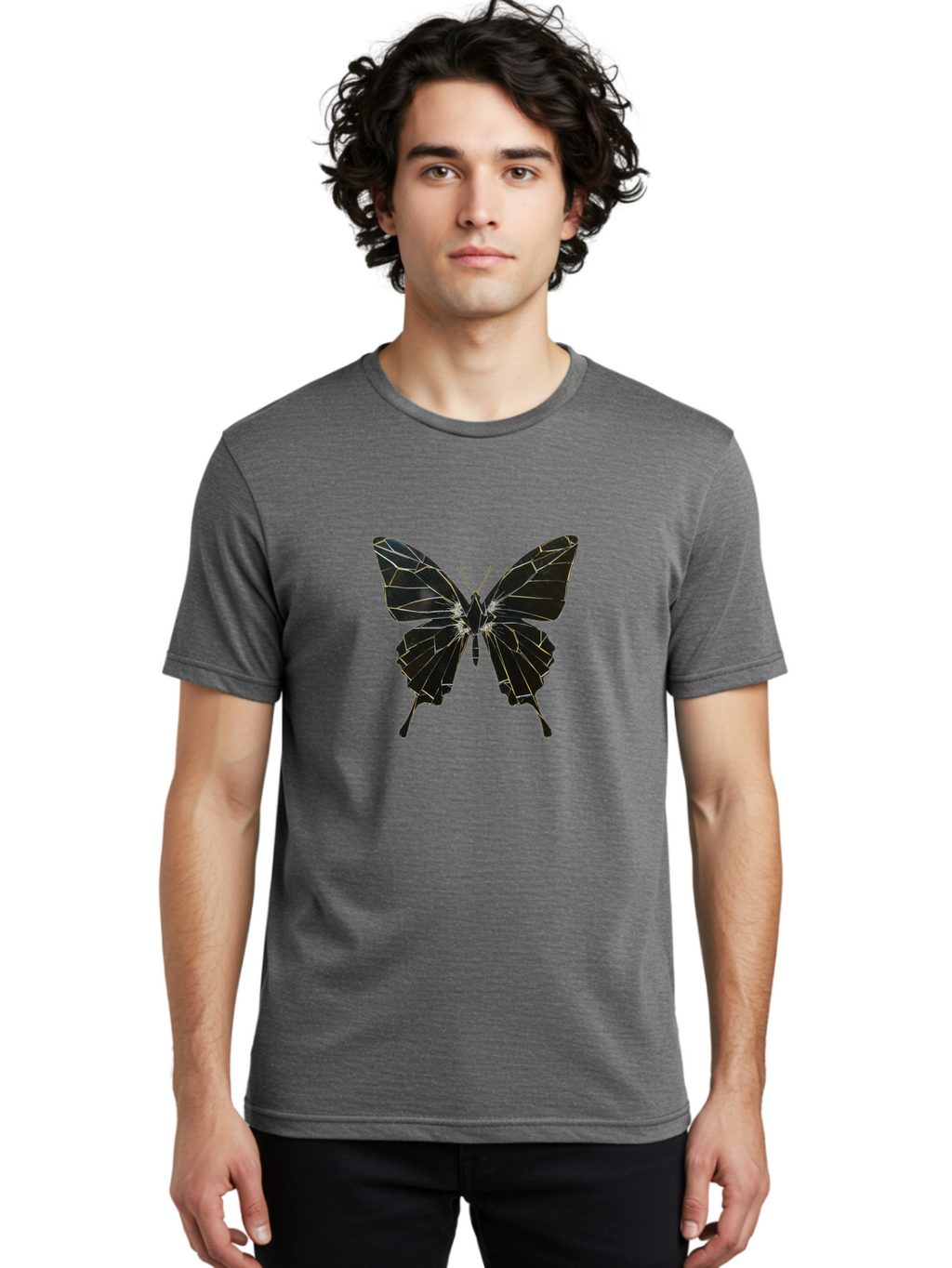 Black-Butterfly Men'S Graphic Tee, 100% Cotton, Comfortable Casual Summer Wear, Machine Washable, Vintage Camera, Old Camera, Antique Camera, Black Camera, Classic Photography, Photography Equipment, Nostalgic Device, Film Camera, Camera Art Bak060