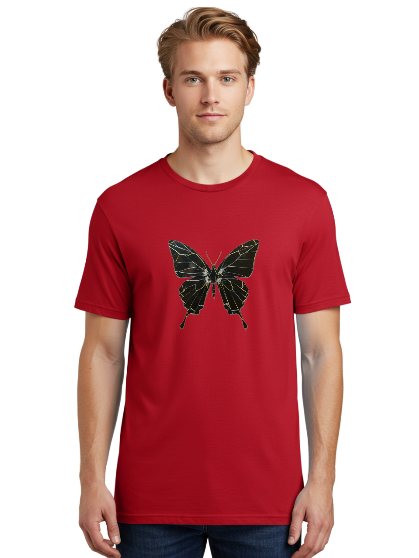 Black-Butterfly Men'S Graphic Tee, 100% Cotton, Comfortable Casual Summer Wear, Machine Washable, Vintage Camera, Old Camera, Antique Camera, Black Camera, Classic Photography, Photography Equipment, Nostalgic Device, Film Camera, Camera Art Bak060