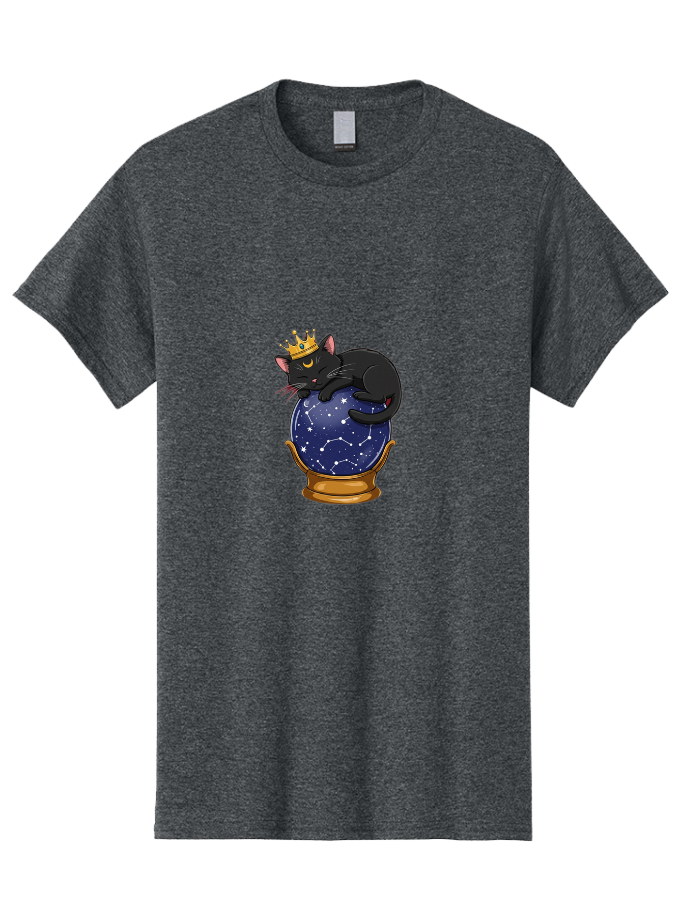Black-Cat-On-Crystal-Ball-1 Men'S Graphic Tee, 100% Cotton, Comfortable Casual Summer Wear, Machine Washable, Vintage Camera, Old Camera, Antique Camera, Black Camera, Classic Photography, Photography Equipment, Nostalgic Device, Film Camera, Bak063