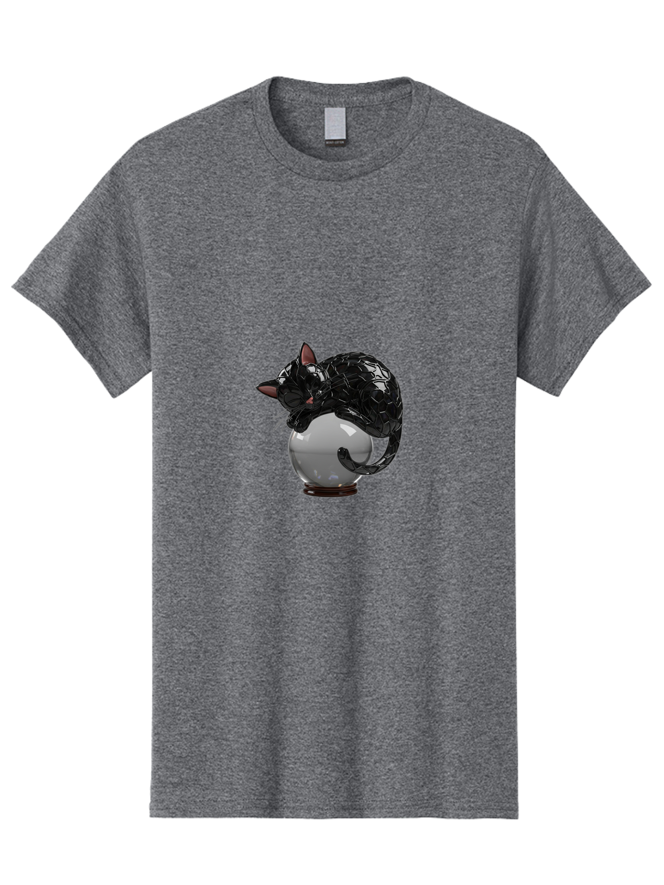 Black-Cat-On-Crystal-Ball-2 Men'S Graphic Tee, 100% Cotton, Comfortable Casual Summer Wear, Machine Washable, Vintage Camera, Old Camera, Antique Camera, Black Camera, Classic Photography, Photography Equipment, Nostalgic Device, Film Camera, Bak064
