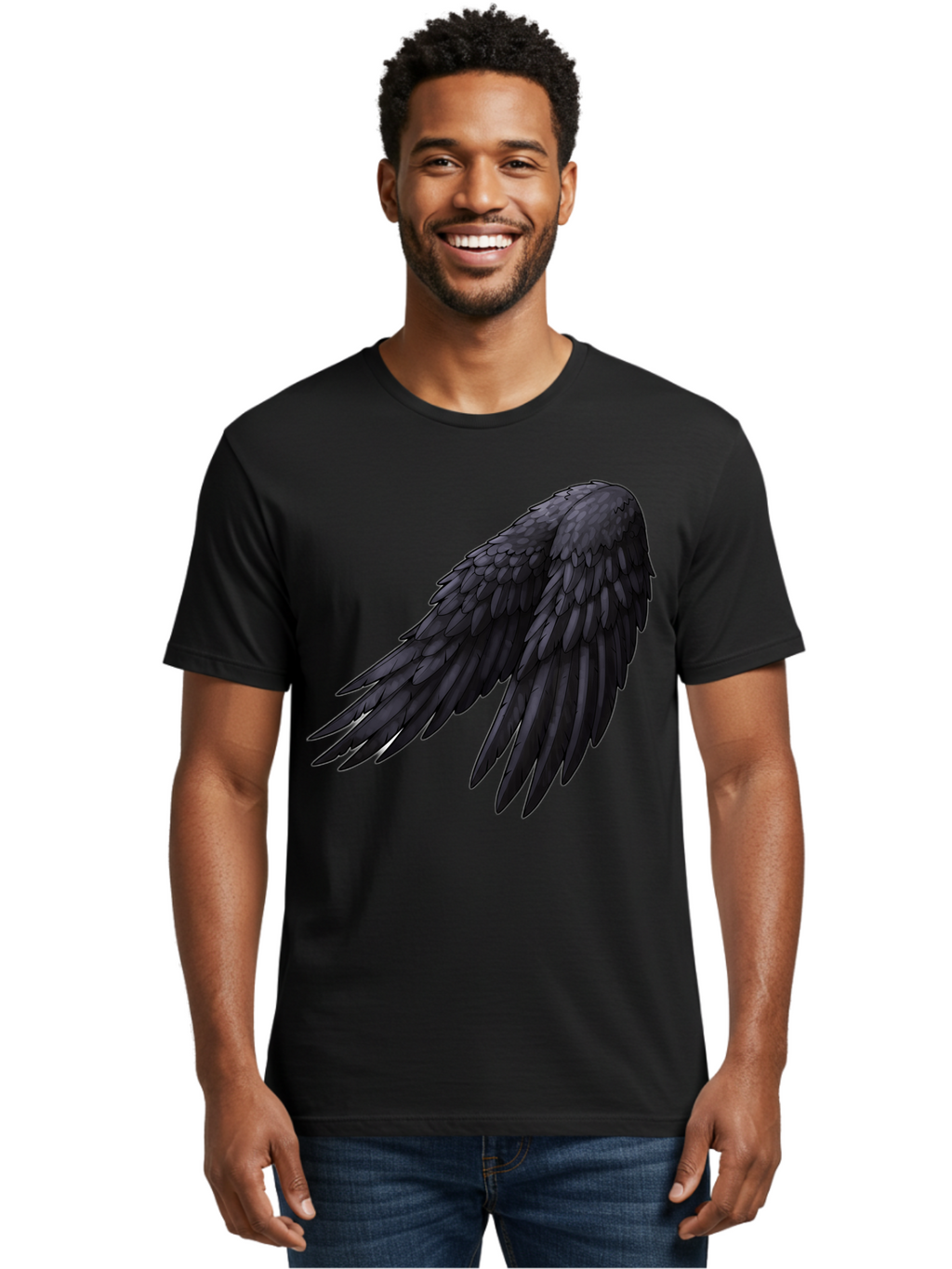 Black-Feathered-Wing Men'S Graphic Tee, 100% Cotton, Comfortable Casual Summer Wear, Machine Washable, Vintage Camera, Old Camera, Antique Camera, Black Camera, Classic Photography, Photography Equipment, Nostalgic Device, Film Camera, Bak066