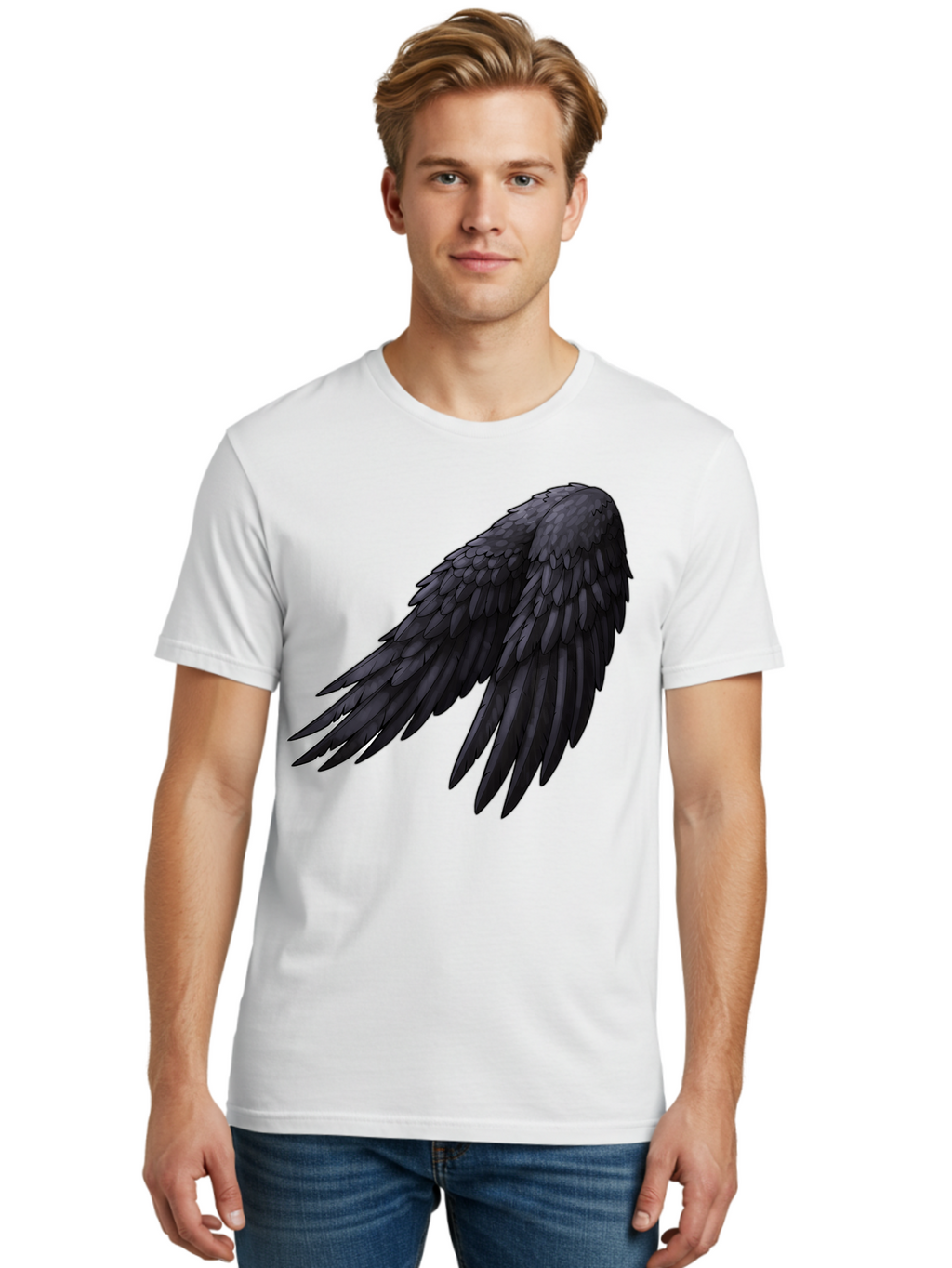 Black-Feathered-Wing Men'S Graphic Tee, 100% Cotton, Comfortable Casual Summer Wear, Machine Washable, Vintage Camera, Old Camera, Antique Camera, Black Camera, Classic Photography, Photography Equipment, Nostalgic Device, Film Camera, Bak066