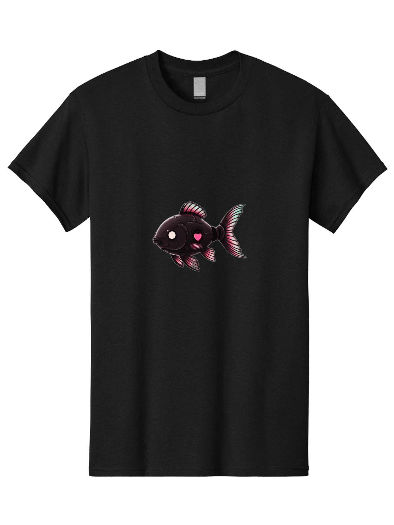 Black-Fish-With-Pink-Heart Men'S Graphic Tee, 100% Cotton, Comfortable Casual Summer Wear, Machine Washable, Vintage Camera, Old Camera, Antique Camera, Black Camera, Classic Photography, Photography Equipment, Nostalgic Device, Film Camera, Bak067