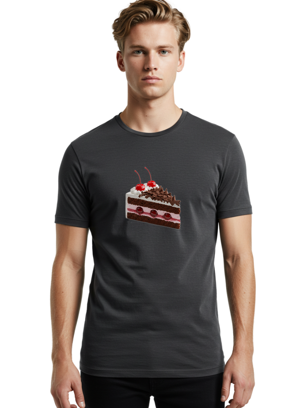 Black-Forest-Cake-1 Men'S Graphic Tee, 100% Cotton, Comfortable Casual Summer Wear, Machine Washable, Vintage Camera, Old Camera, Antique Camera, Black Camera, Classic Photography, Photography Equipment, Nostalgic Device, Film Camera, Bak068