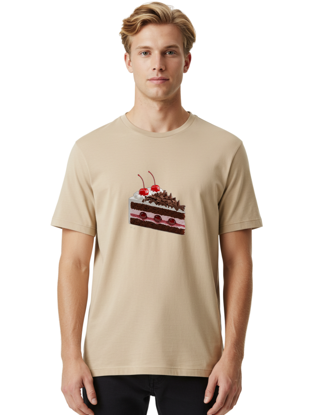 Black-Forest-Cake-1 Men'S Graphic Tee, 100% Cotton, Comfortable Casual Summer Wear, Machine Washable, Vintage Camera, Old Camera, Antique Camera, Black Camera, Classic Photography, Photography Equipment, Nostalgic Device, Film Camera, Bak068
