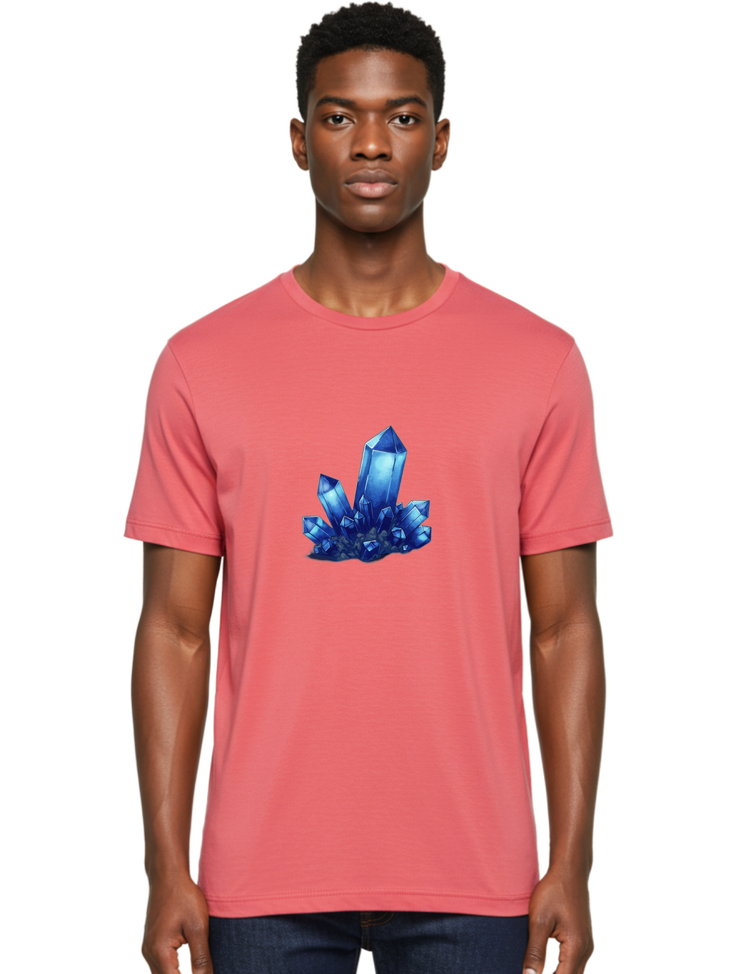 Blue-Crystal-Cluster-1 Men'S Graphic Tee, 100% Cotton, Comfortable Casual Summer Wear, Machine Washable, Vintage Camera, Old Camera, Antique Camera, Black Camera, Classic Photography, Photography Equipment, Nostalgic Device, Film Camera, Bak075