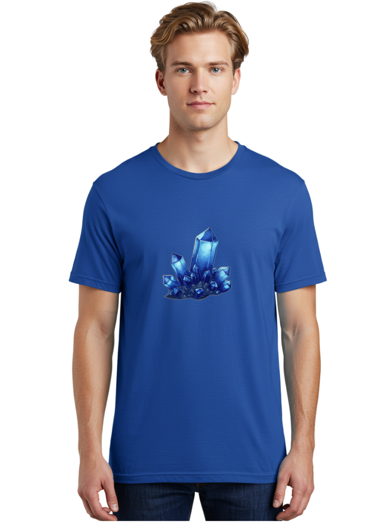 Blue-Crystal-Cluster-1 Men'S Graphic Tee, 100% Cotton, Comfortable Casual Summer Wear, Machine Washable, Vintage Camera, Old Camera, Antique Camera, Black Camera, Classic Photography, Photography Equipment, Nostalgic Device, Film Camera, Bak075