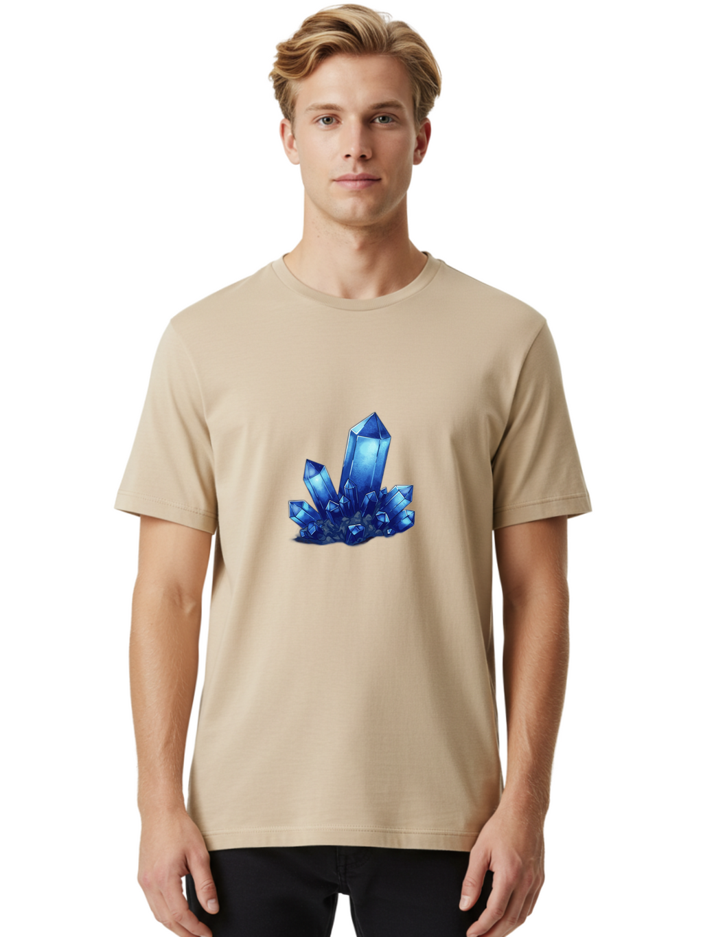 Blue-Crystal-Cluster-1 Men'S Graphic Tee, 100% Cotton, Comfortable Casual Summer Wear, Machine Washable, Vintage Camera, Old Camera, Antique Camera, Black Camera, Classic Photography, Photography Equipment, Nostalgic Device, Film Camera, Bak075