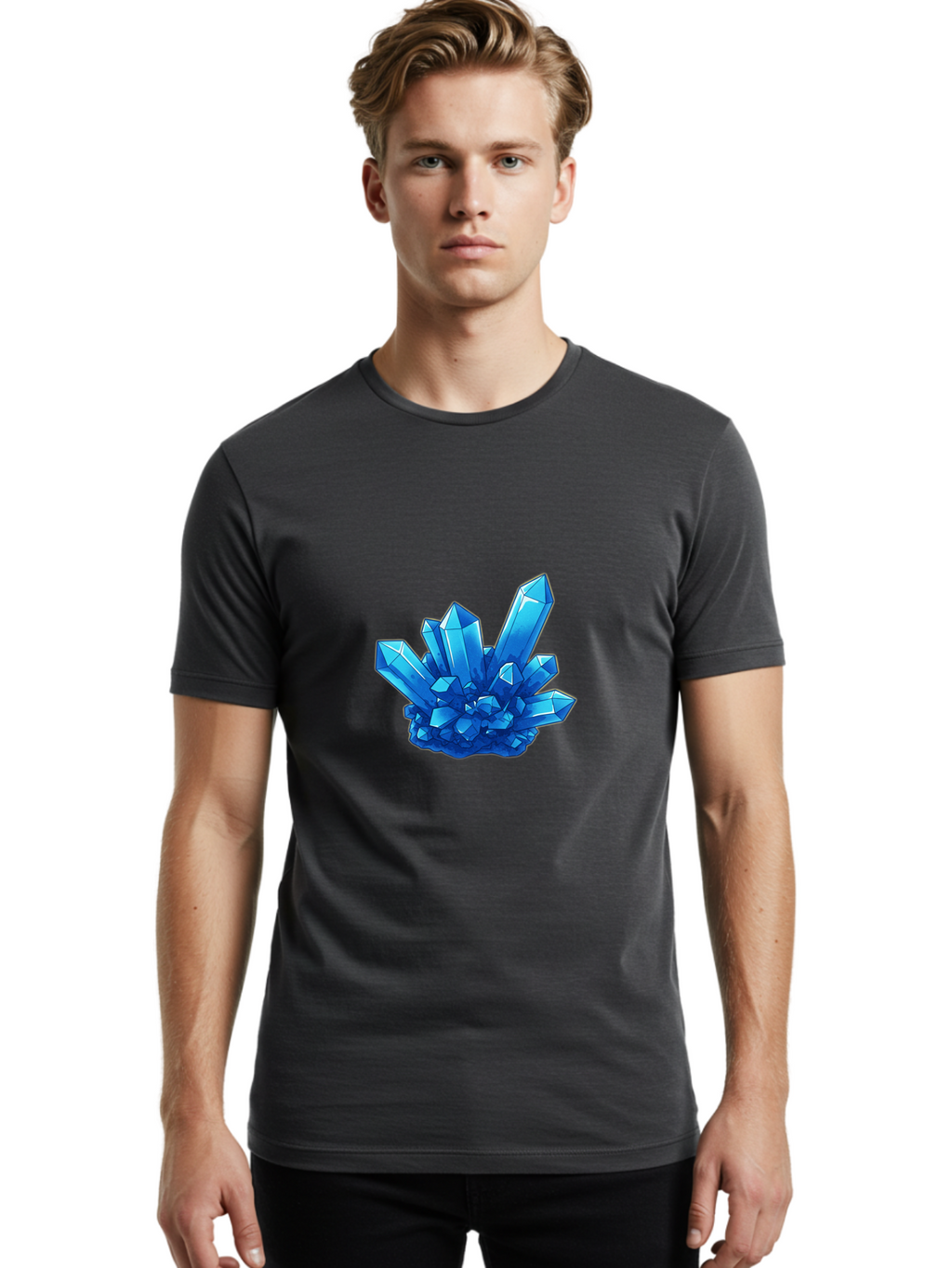 Blue-Crystal-Cluster Men'S Graphic Tee, 100% Cotton, Comfortable Casual Summer Wear, Machine Washable, Vintage Camera, Old Camera, Antique Camera, Black Camera, Classic Photography, Photography Equipment, Nostalgic Device, Film Camera, Bak076