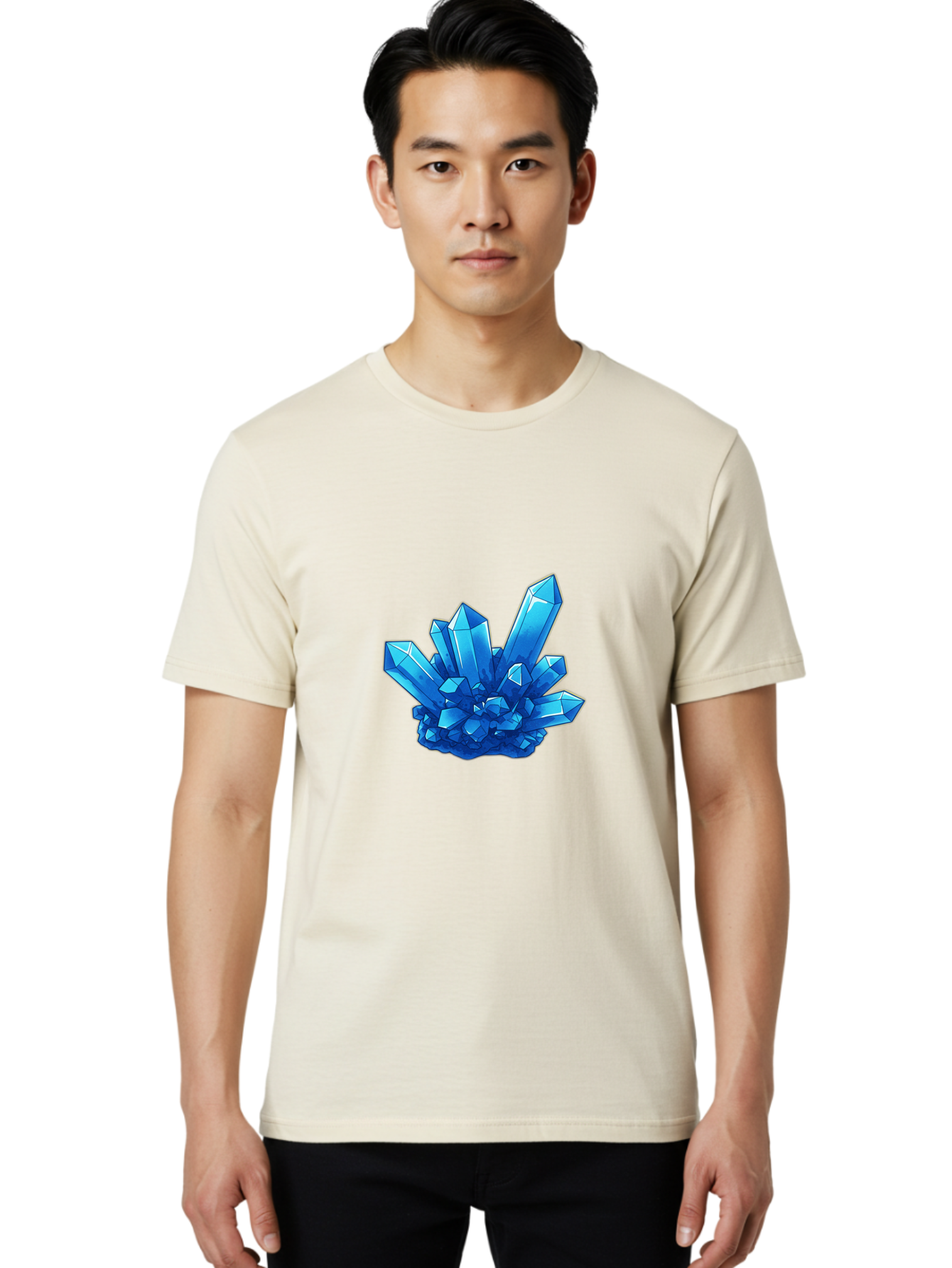 Blue-Crystal-Cluster Men'S Graphic Tee, 100% Cotton, Comfortable Casual Summer Wear, Machine Washable, Vintage Camera, Old Camera, Antique Camera, Black Camera, Classic Photography, Photography Equipment, Nostalgic Device, Film Camera, Bak076