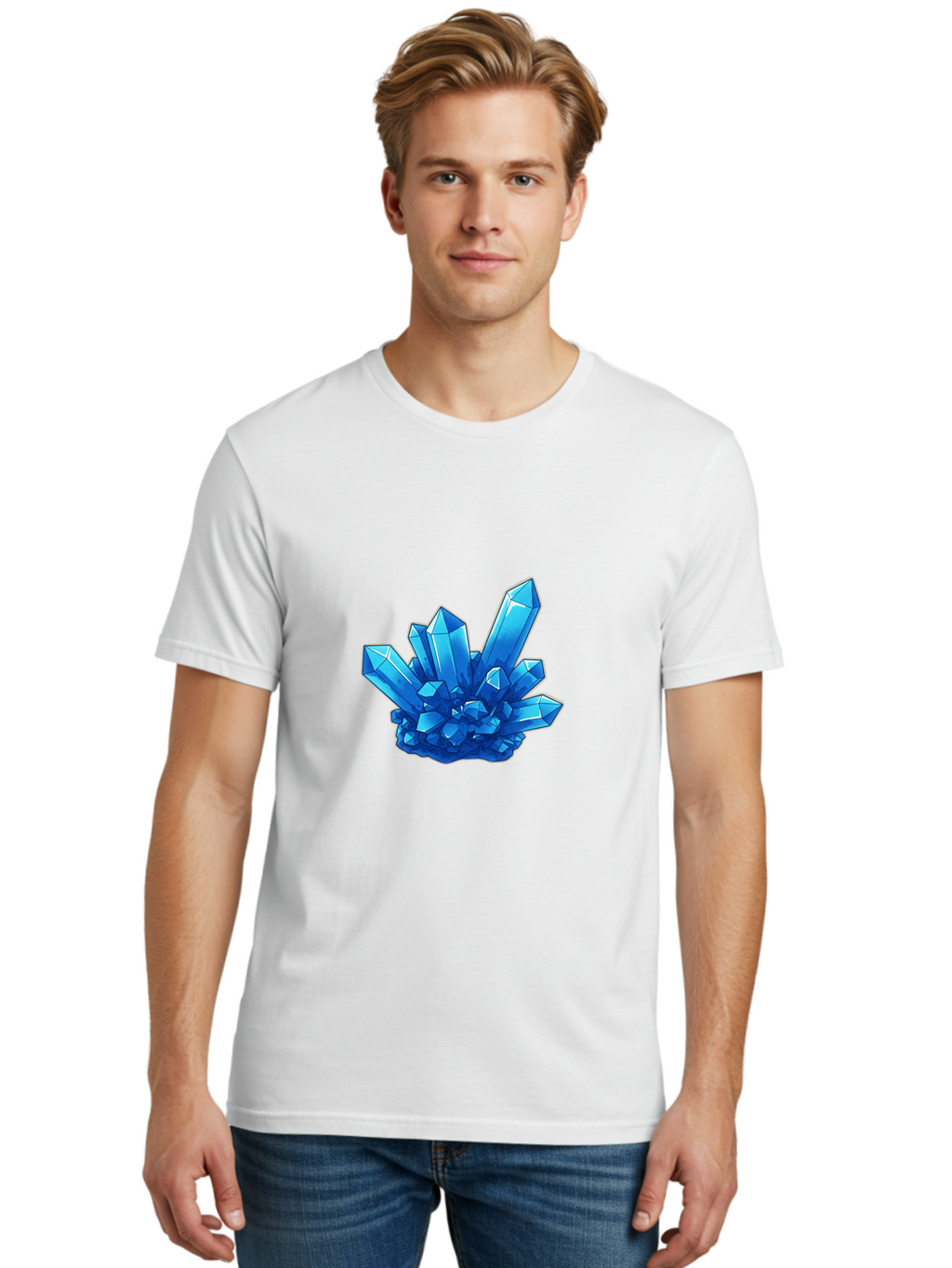 Blue-Crystal-Cluster Men'S Graphic Tee, 100% Cotton, Comfortable Casual Summer Wear, Machine Washable, Vintage Camera, Old Camera, Antique Camera, Black Camera, Classic Photography, Photography Equipment, Nostalgic Device, Film Camera, Bak076