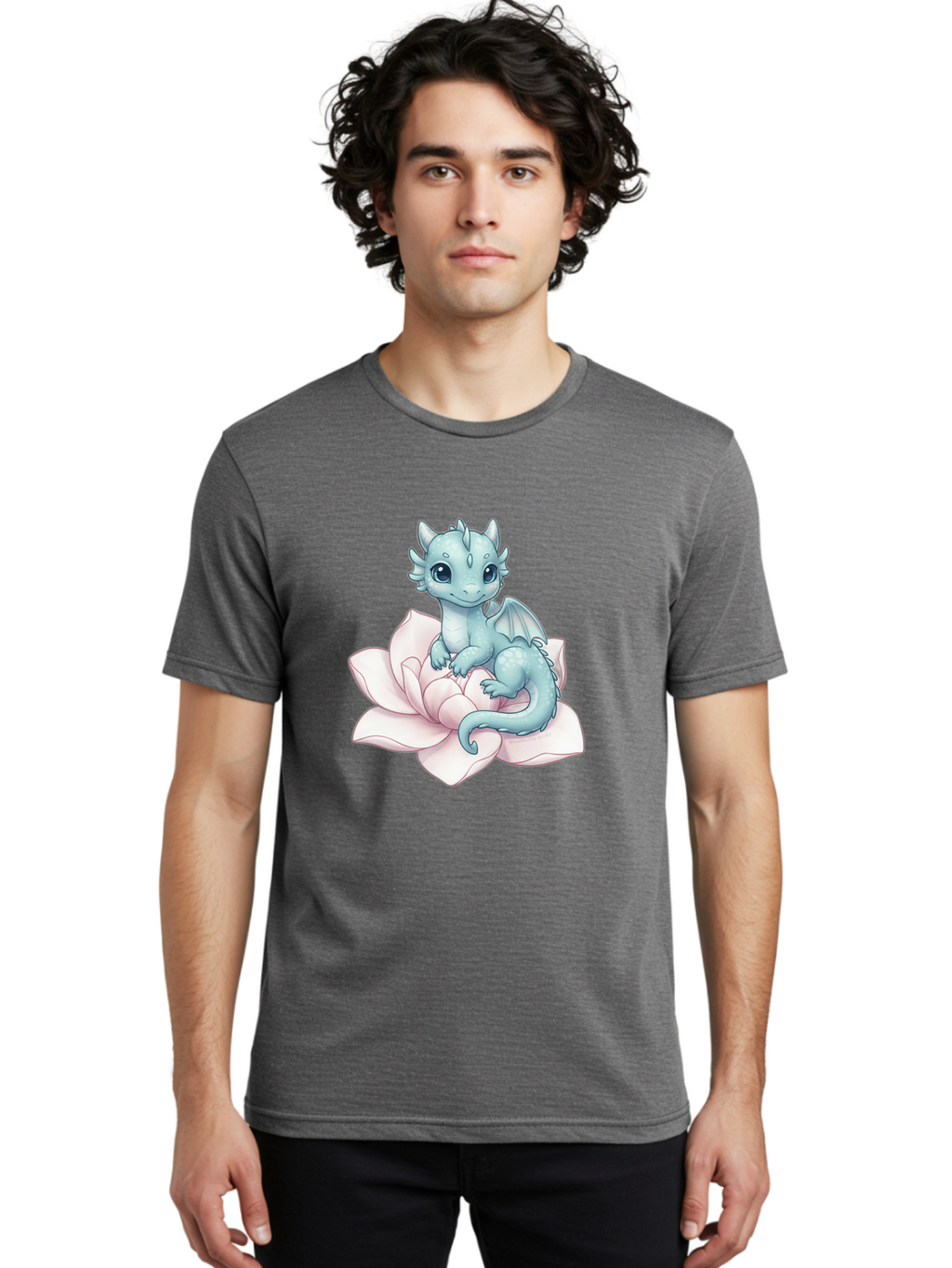Blue-Dragon-On-Flower-1 Men'S Graphic Tee, 100% Cotton, Comfortable Casual Summer Wear, Machine Washable, Vintage Camera, Old Camera, Antique Camera, Black Camera, Classic Photography, Photography Equipment, Nostalgic Device, Film Camera, Bak077
