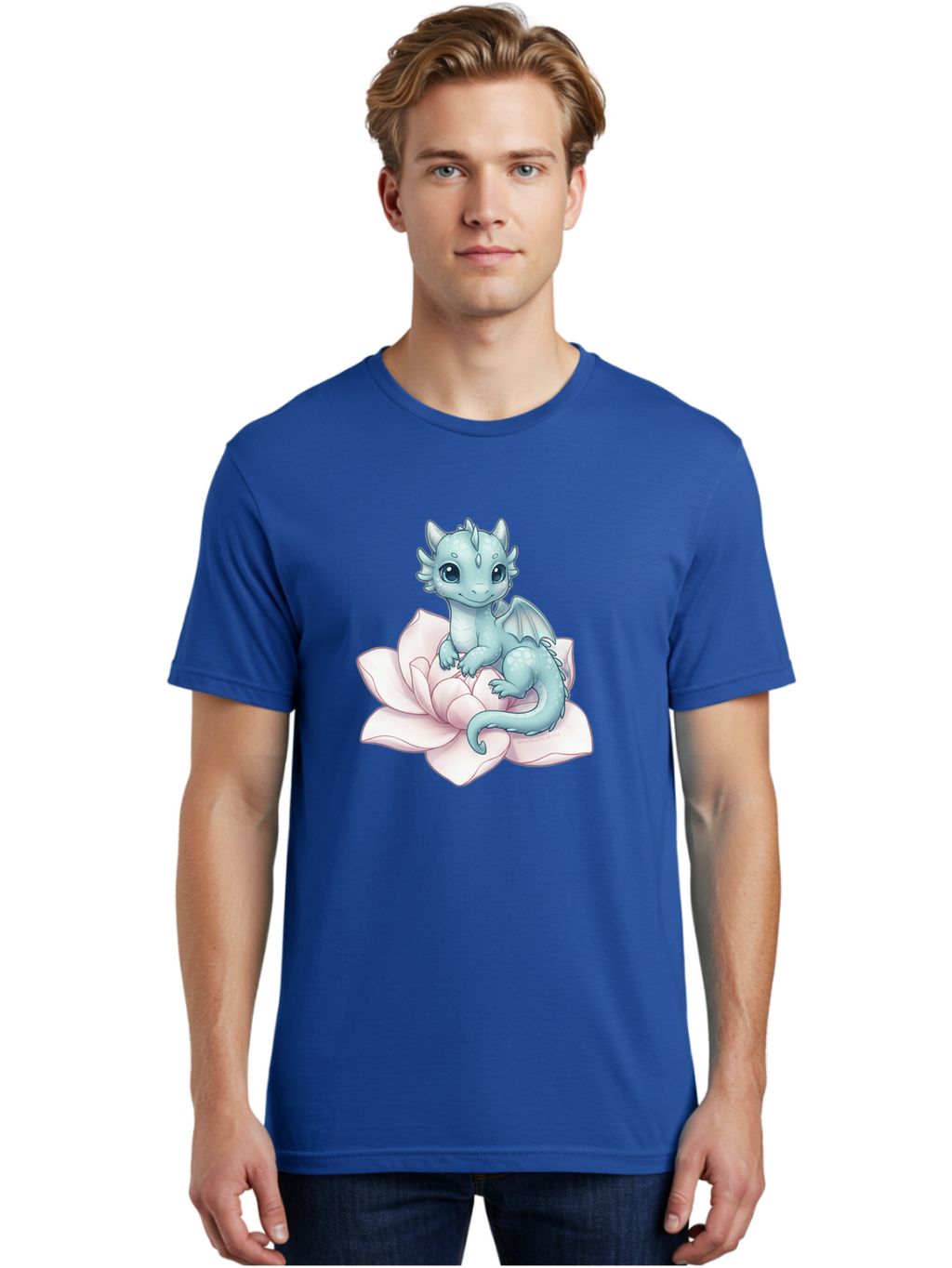 Blue-Dragon-On-Flower-1 Men'S Graphic Tee, 100% Cotton, Comfortable Casual Summer Wear, Machine Washable, Vintage Camera, Old Camera, Antique Camera, Black Camera, Classic Photography, Photography Equipment, Nostalgic Device, Film Camera, Bak077