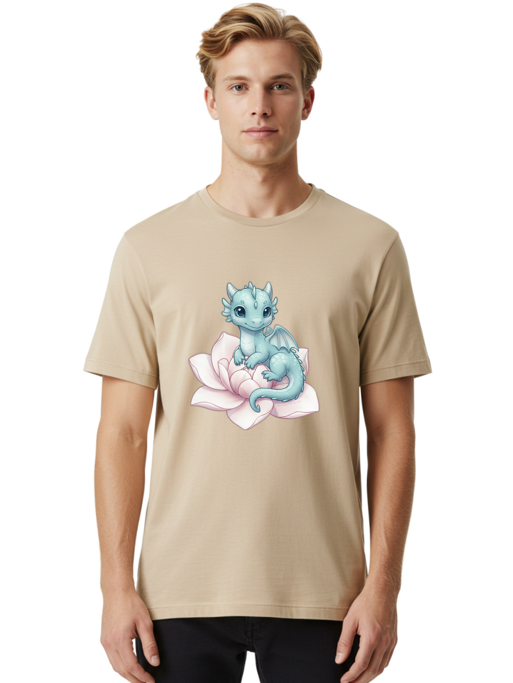 Blue-Dragon-On-Flower-1 Men'S Graphic Tee, 100% Cotton, Comfortable Casual Summer Wear, Machine Washable, Vintage Camera, Old Camera, Antique Camera, Black Camera, Classic Photography, Photography Equipment, Nostalgic Device, Film Camera, Bak077