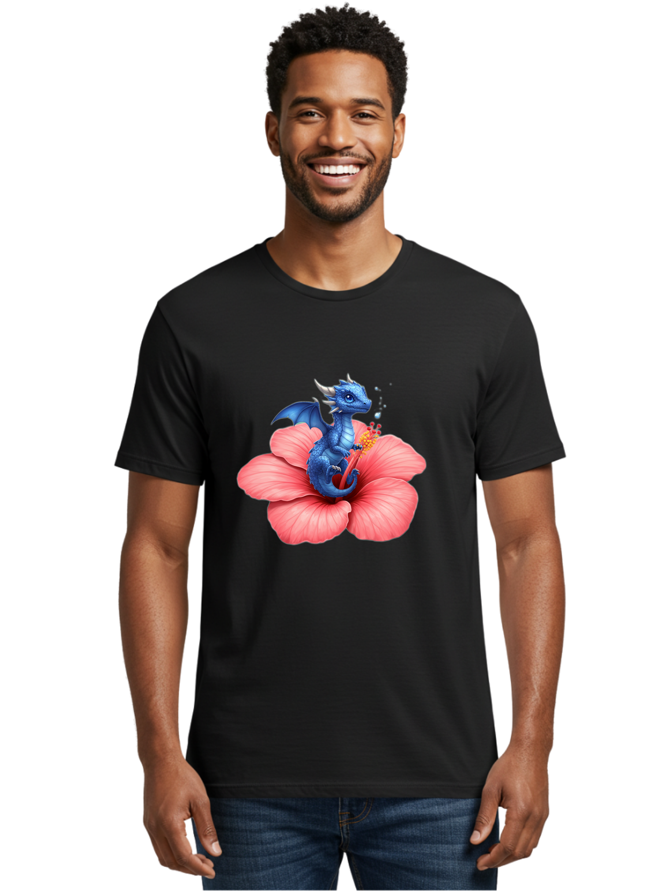 Blue-Dragon-On-Hibiscus-Flower Men'S Graphic Tee, 100% Cotton, Comfortable Casual Summer Wear, Machine Washable, Vintage Camera, Old Camera, Antique Camera, Black Camera, Classic Photography, Photography Equipment, Nostalgic Device, Bak079