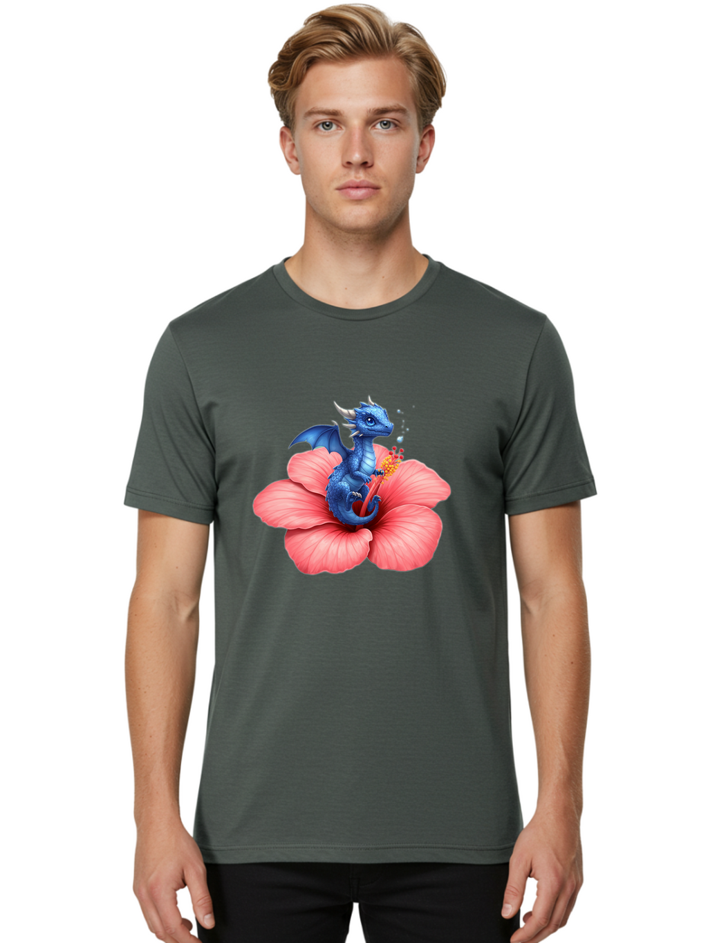Blue-Dragon-On-Hibiscus-Flower Men'S Graphic Tee, 100% Cotton, Comfortable Casual Summer Wear, Machine Washable, Vintage Camera, Old Camera, Antique Camera, Black Camera, Classic Photography, Photography Equipment, Nostalgic Device, Bak079