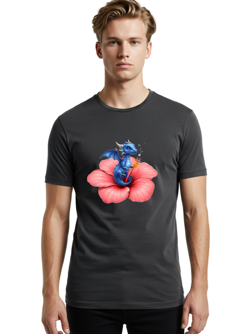 Blue-Dragon-On-Hibiscus-Flower Men'S Graphic Tee, 100% Cotton, Comfortable Casual Summer Wear, Machine Washable, Vintage Camera, Old Camera, Antique Camera, Black Camera, Classic Photography, Photography Equipment, Nostalgic Device, Bak079