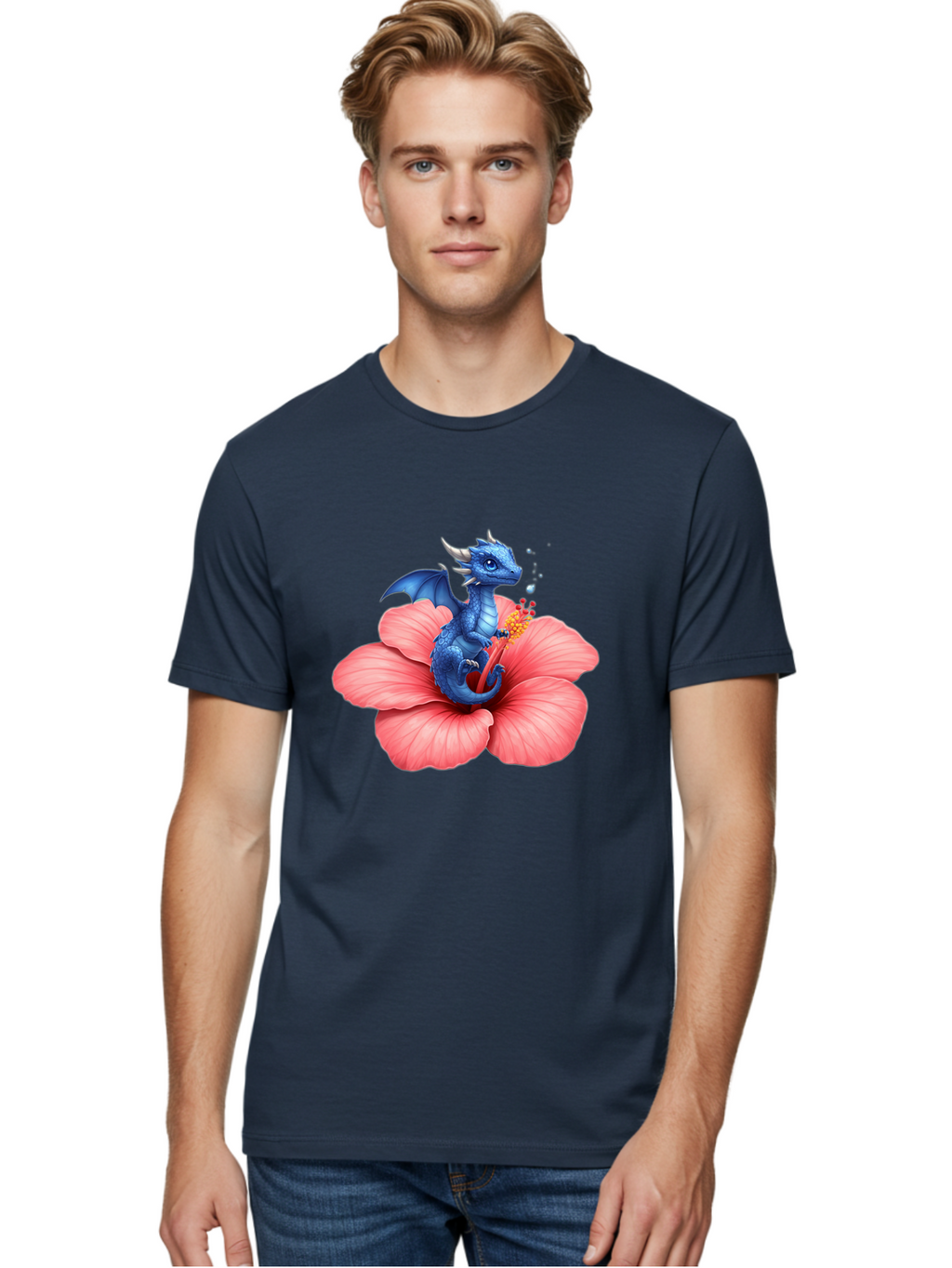 Blue-Dragon-On-Hibiscus-Flower Men'S Graphic Tee, 100% Cotton, Comfortable Casual Summer Wear, Machine Washable, Vintage Camera, Old Camera, Antique Camera, Black Camera, Classic Photography, Photography Equipment, Nostalgic Device, Bak079