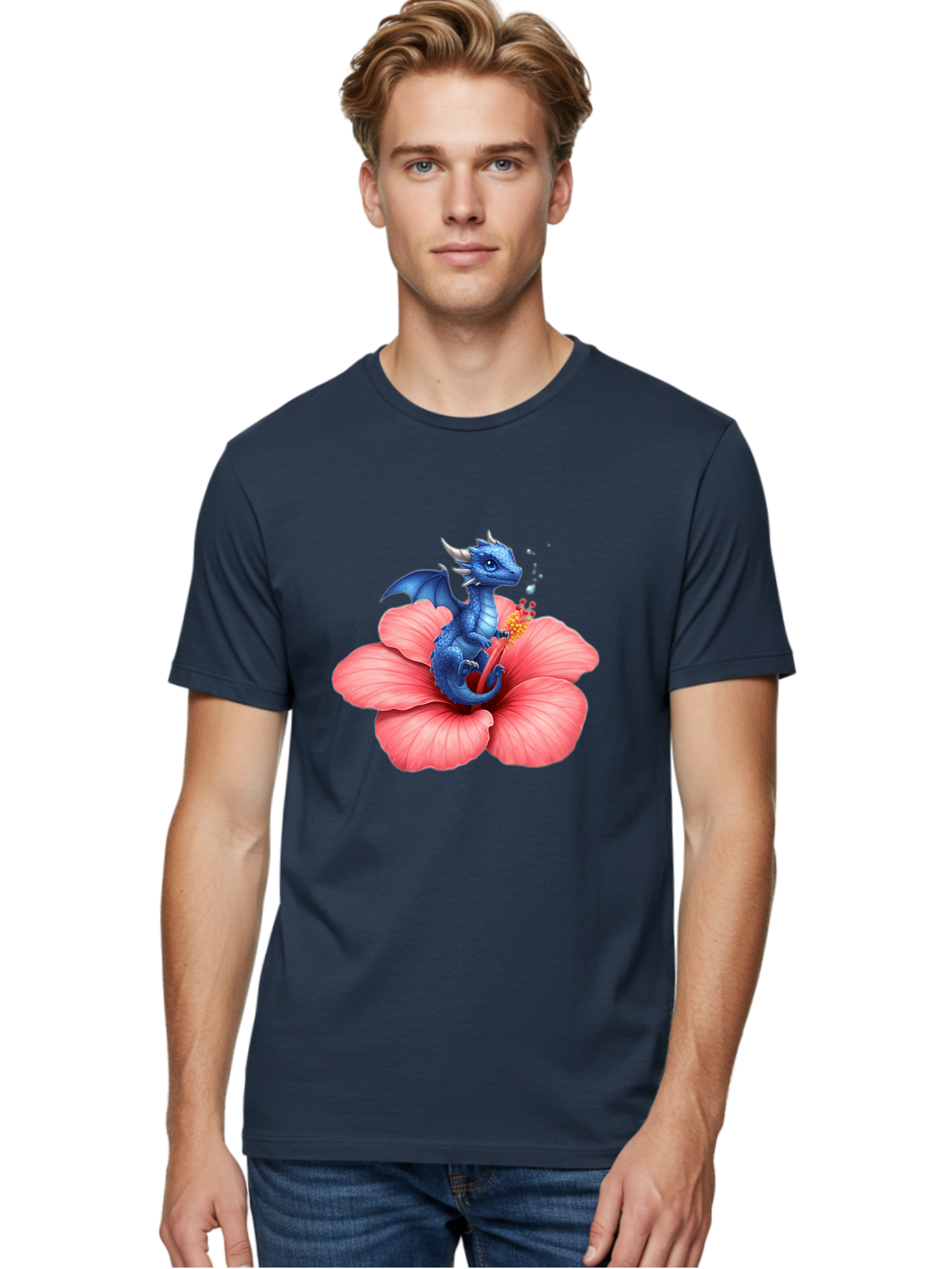 Blue-Dragon-On-Hibiscus-Flower Men'S Graphic Tee, 100% Cotton, Comfortable Casual Summer Wear, Machine Washable, Vintage Camera, Old Camera, Antique Camera, Black Camera, Classic Photography, Photography Equipment, Nostalgic Device, Bak079