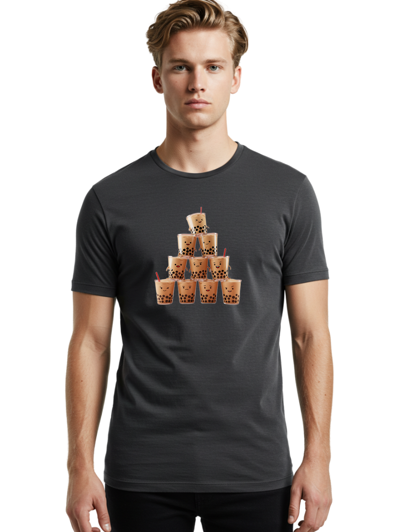 Boba-Tea-Pyramid Men'S Graphic Tee, 100% Cotton, Comfortable Casual Summer Wear, Machine Washable, Vintage Camera, Old Camera, Antique Camera, Black Camera, Classic Photography, Photography Equipment, Nostalgic Device, Film Camera, Camera Art Bak086