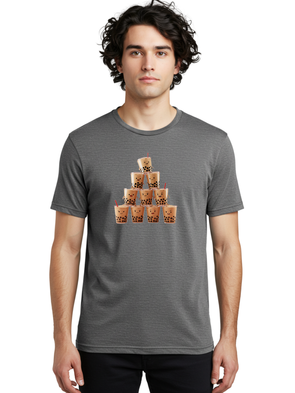 Boba-Tea-Pyramid Men'S Graphic Tee, 100% Cotton, Comfortable Casual Summer Wear, Machine Washable, Vintage Camera, Old Camera, Antique Camera, Black Camera, Classic Photography, Photography Equipment, Nostalgic Device, Film Camera, Camera Art Bak086
