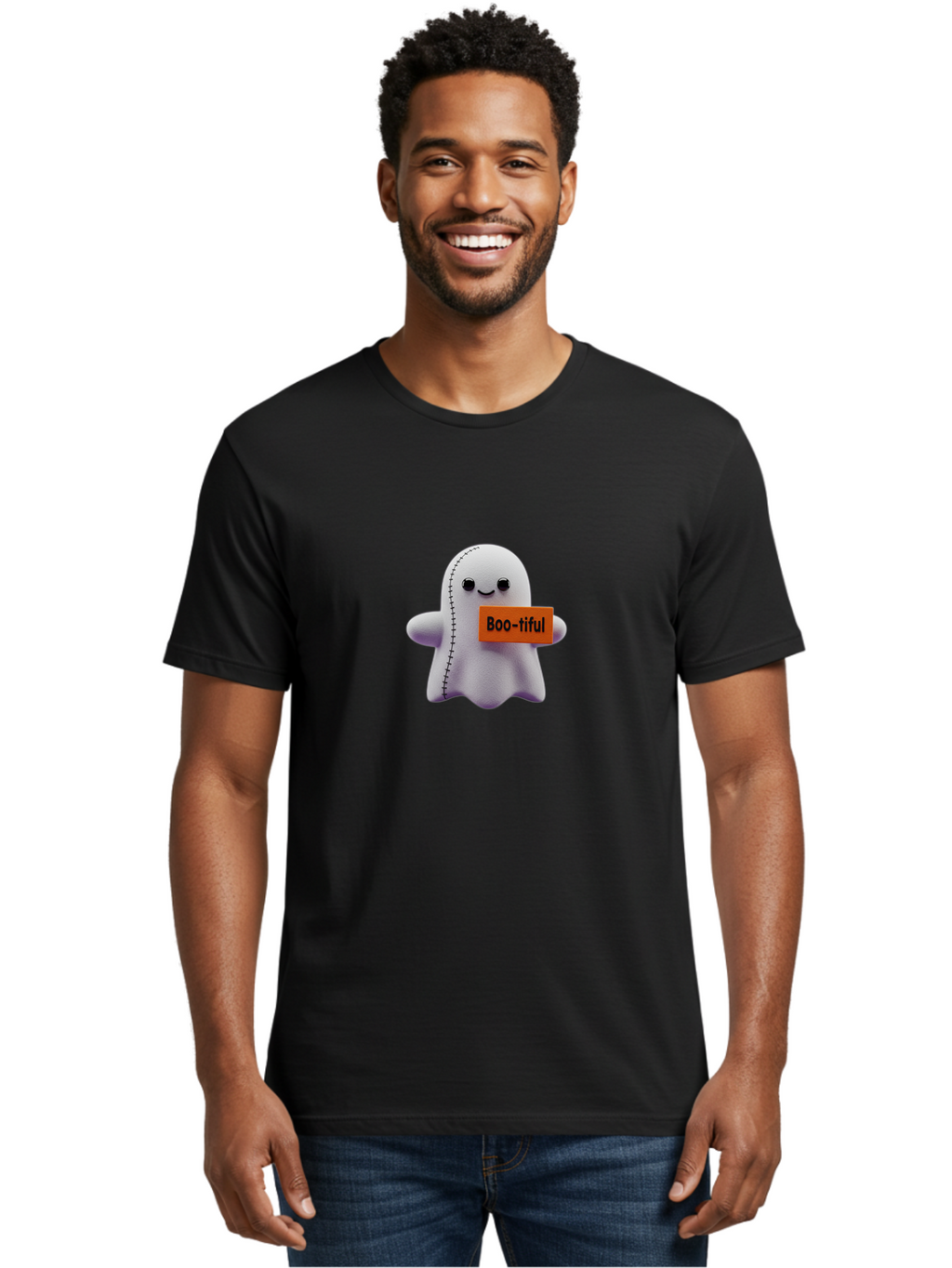 Boo-Tiful-Ghost-1 Men'S Graphic Tee, 100% Cotton, Comfortable Casual Summer Wear, Machine Washable, Vintage Camera, Old Camera, Antique Camera, Black Camera, Classic Photography, Photography Equipment, Nostalgic Device, Film Camera, Camera Art Bak093