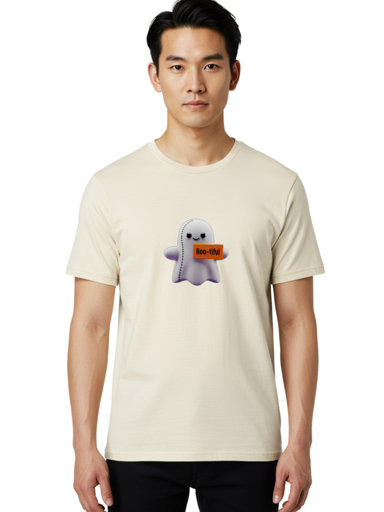 Boo-Tiful-Ghost-1 Men'S Graphic Tee, 100% Cotton, Comfortable Casual Summer Wear, Machine Washable, Vintage Camera, Old Camera, Antique Camera, Black Camera, Classic Photography, Photography Equipment, Nostalgic Device, Film Camera, Camera Art Bak093