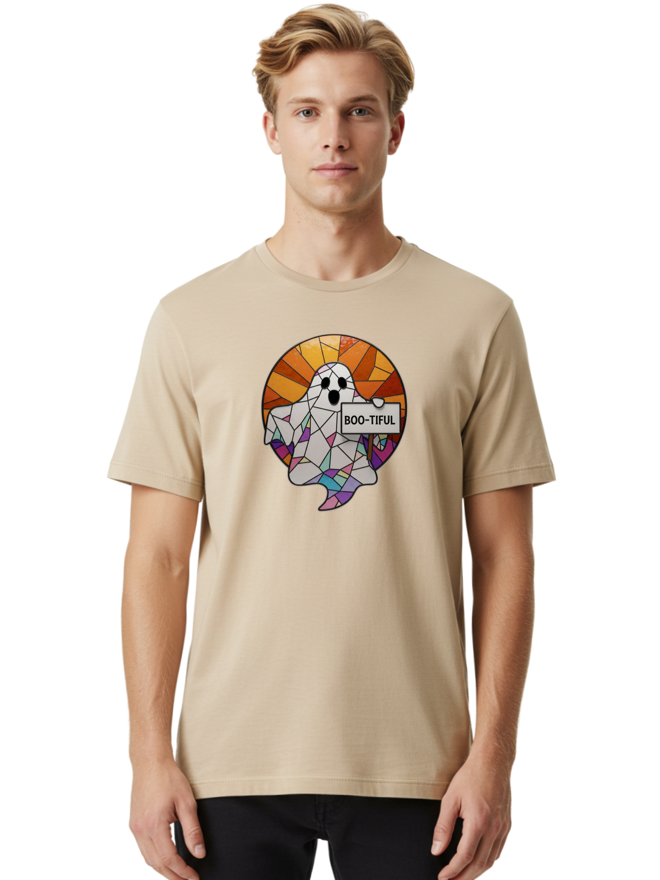 Boo-Tiful-Ghost-2 Men'S Graphic Tee, 100% Cotton, Comfortable Casual Summer Wear, Machine Washable, Vintage Camera, Old Camera, Antique Camera, Black Camera, Classic Photography, Photography Equipment, Nostalgic Device, Film Camera, Camera Art Bak094
