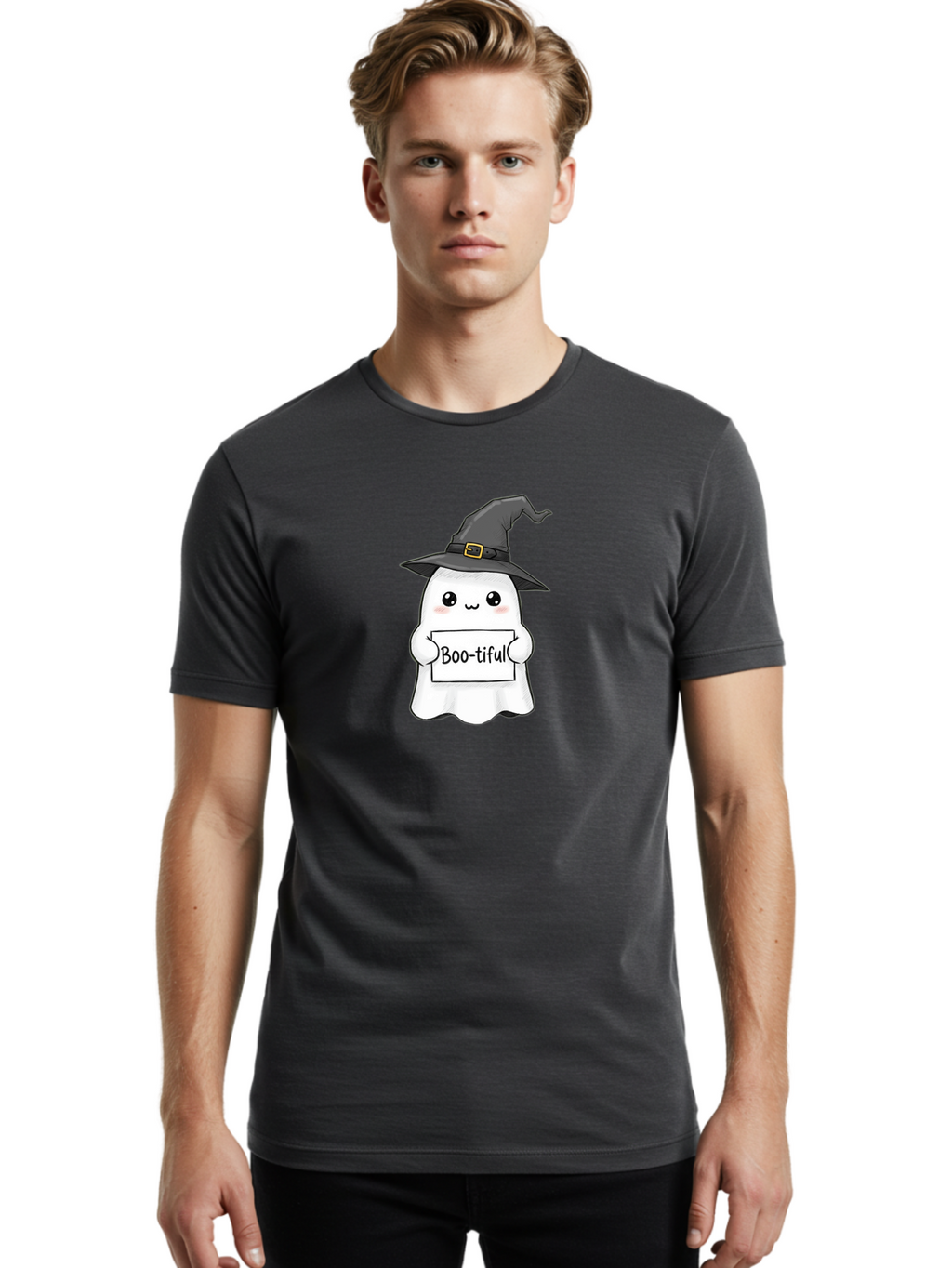 Boo-Tiful-Ghost-3 Men'S Graphic Tee, 100% Cotton, Comfortable Casual Summer Wear, Machine Washable, Vintage Camera, Old Camera, Antique Camera, Black Camera, Classic Photography, Photography Equipment, Nostalgic Device, Film Camera, Camera Art Bak095